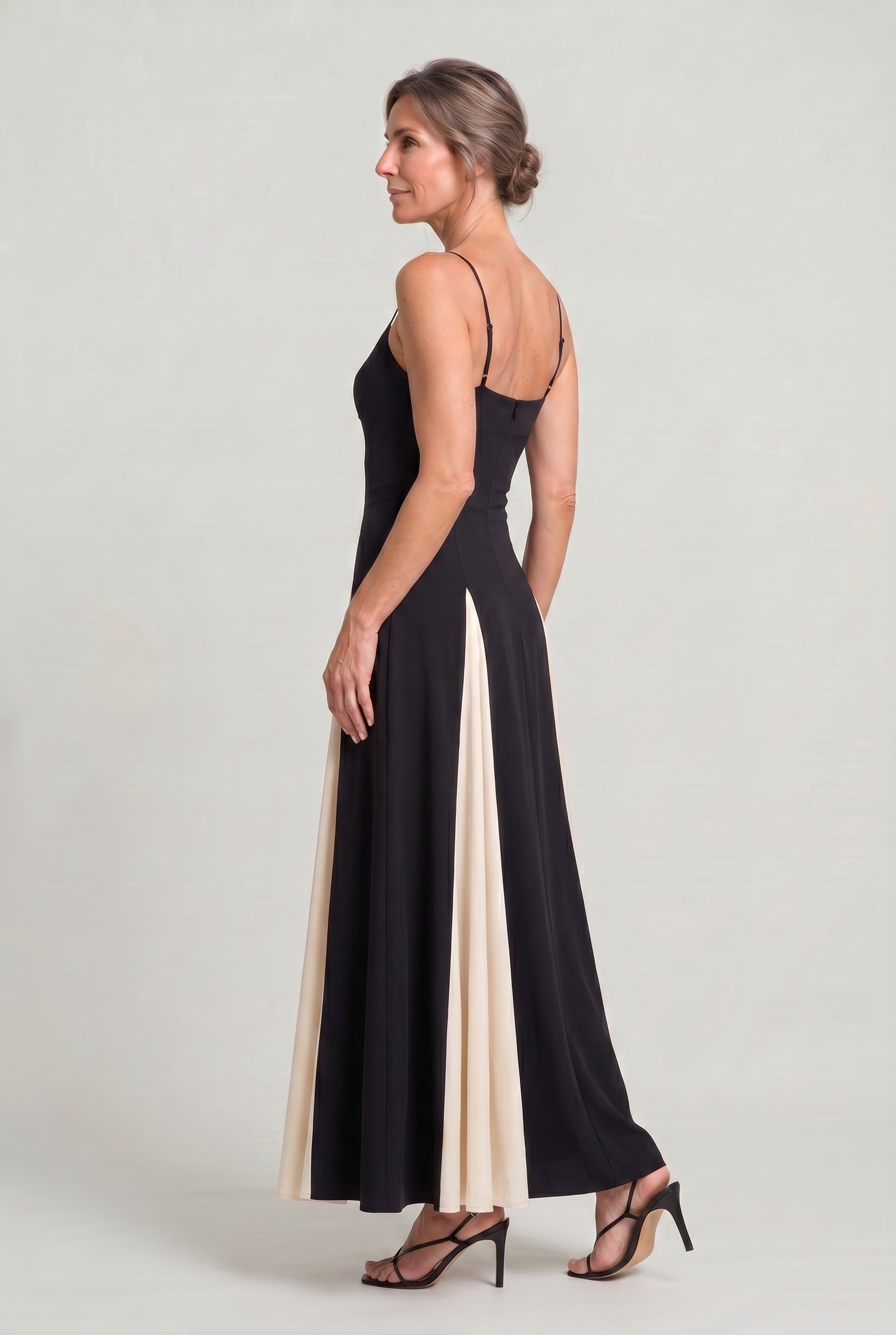 Women's Spaghetti Strap Contrast Colour Maxi Dress