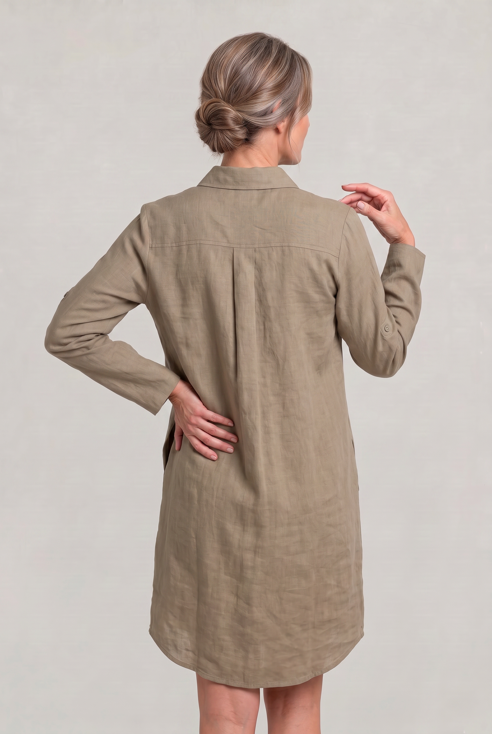 Women's Oversized Button Down Linen Shirt Dress