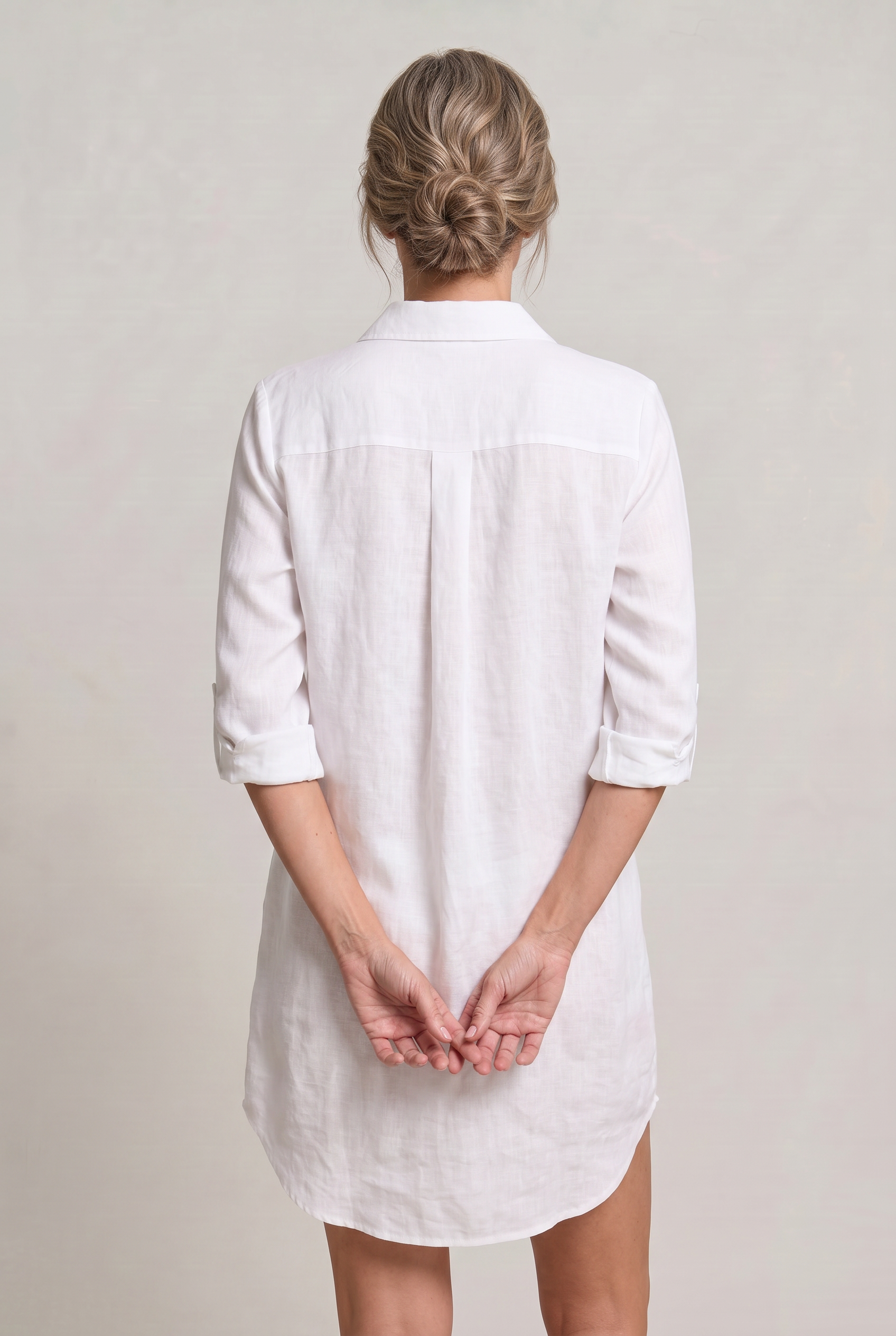 Women's Oversized Button Down Linen Shirt Dress