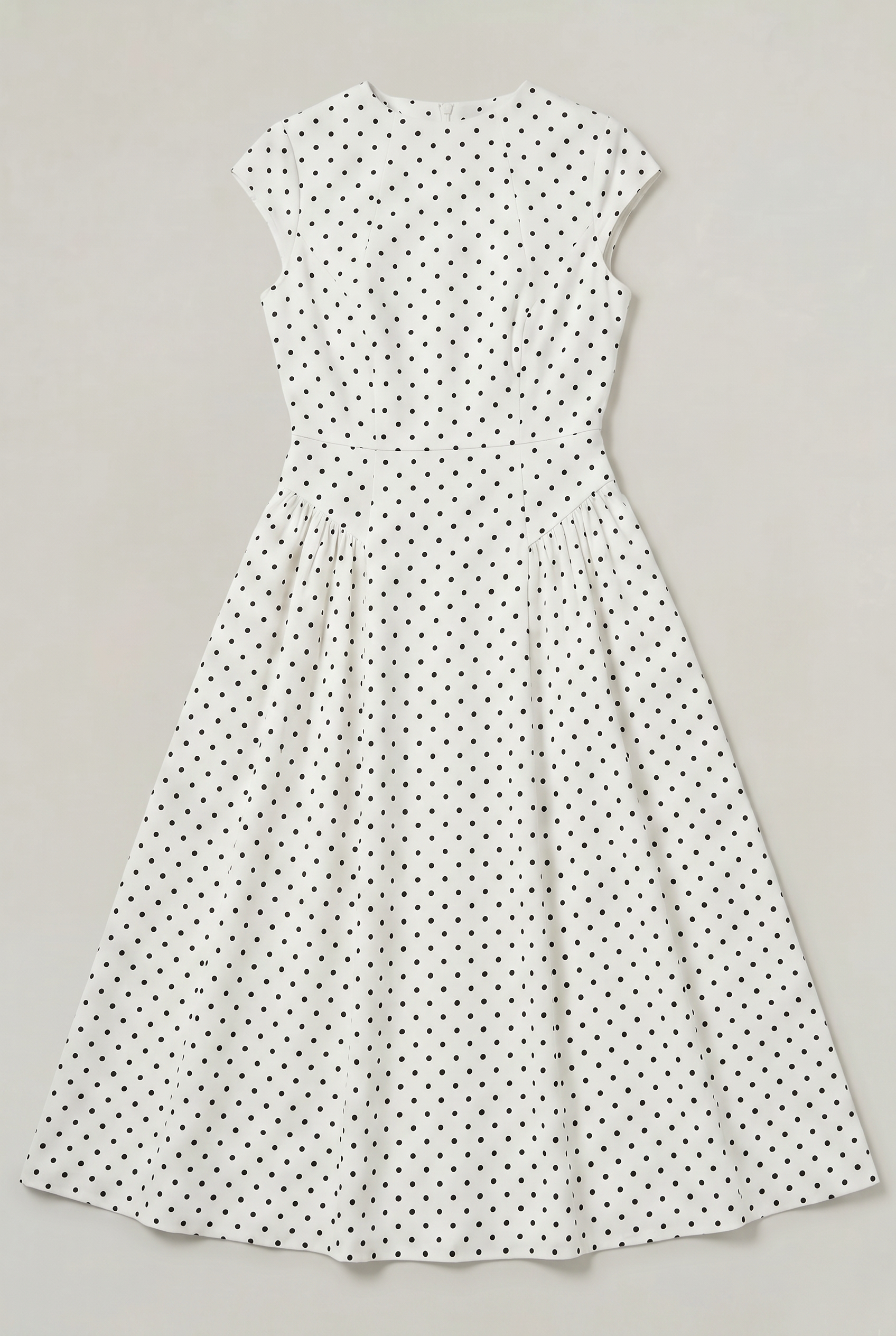 Women’s Polka Dot Maxi Dress with Round Neck and A Line Silhouette
