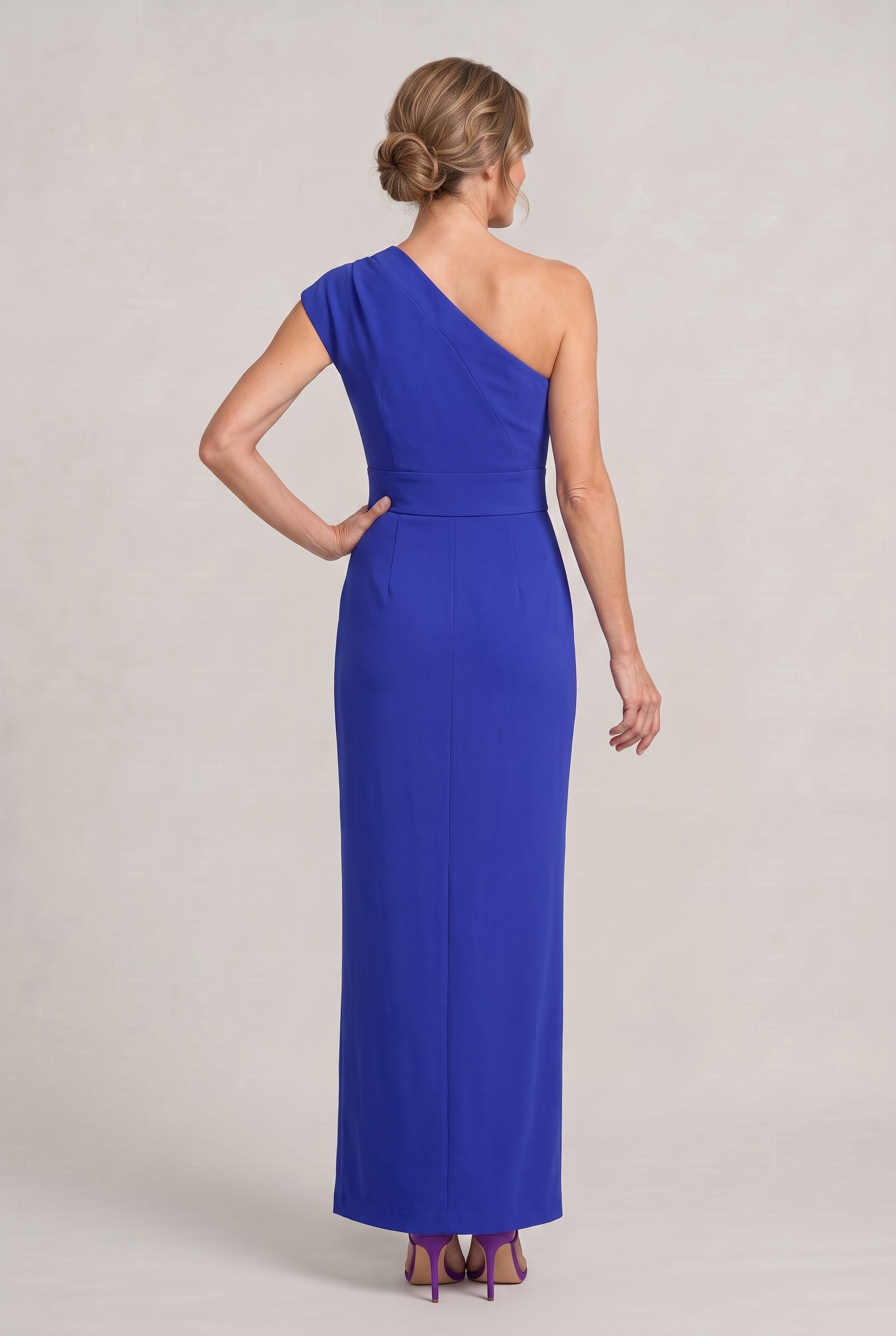 Women's One-Shoulder Maxi Evening Dress -  Asymmetric Neckline