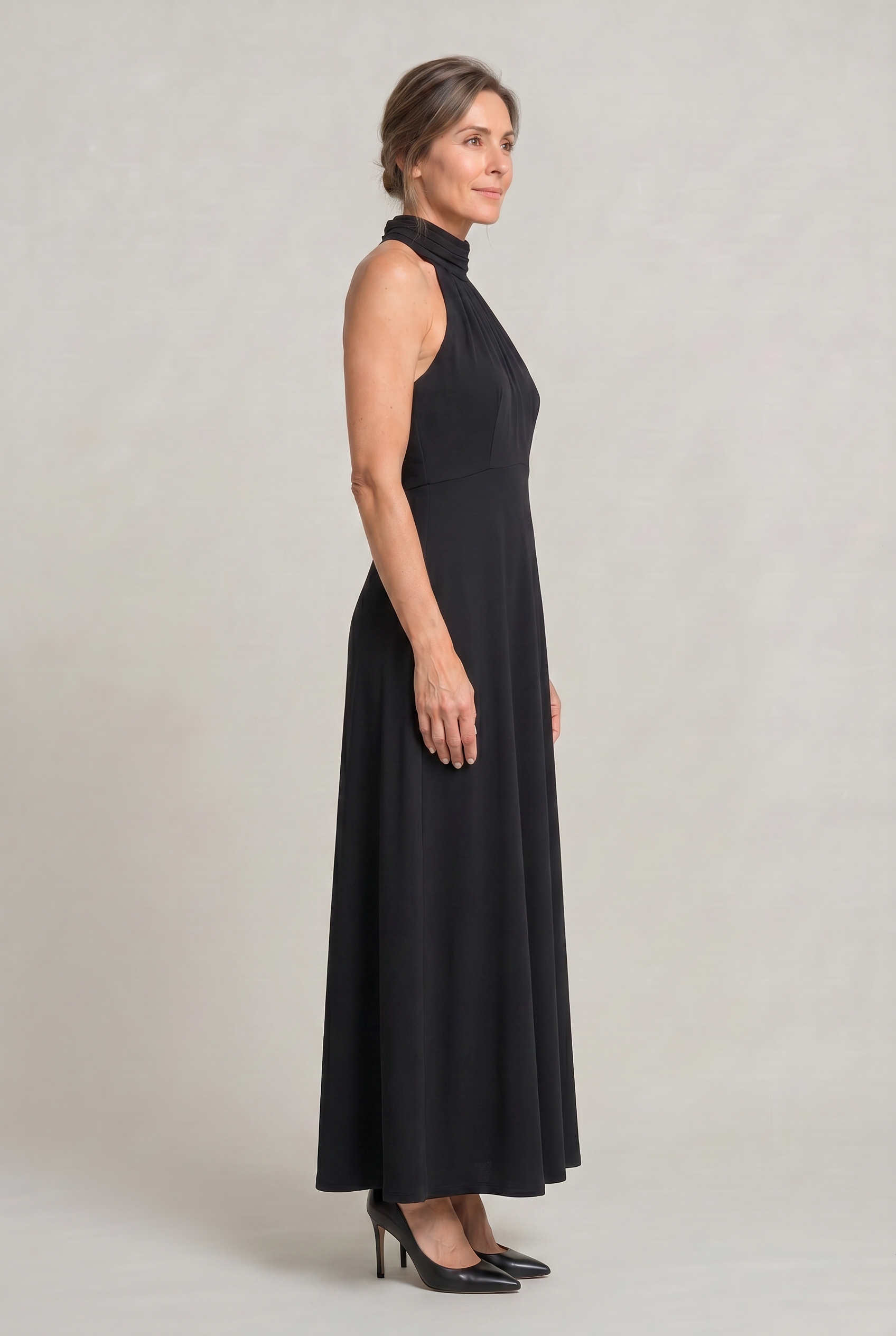 Women's Satin High Neck Bridesmaid Maxi Dress