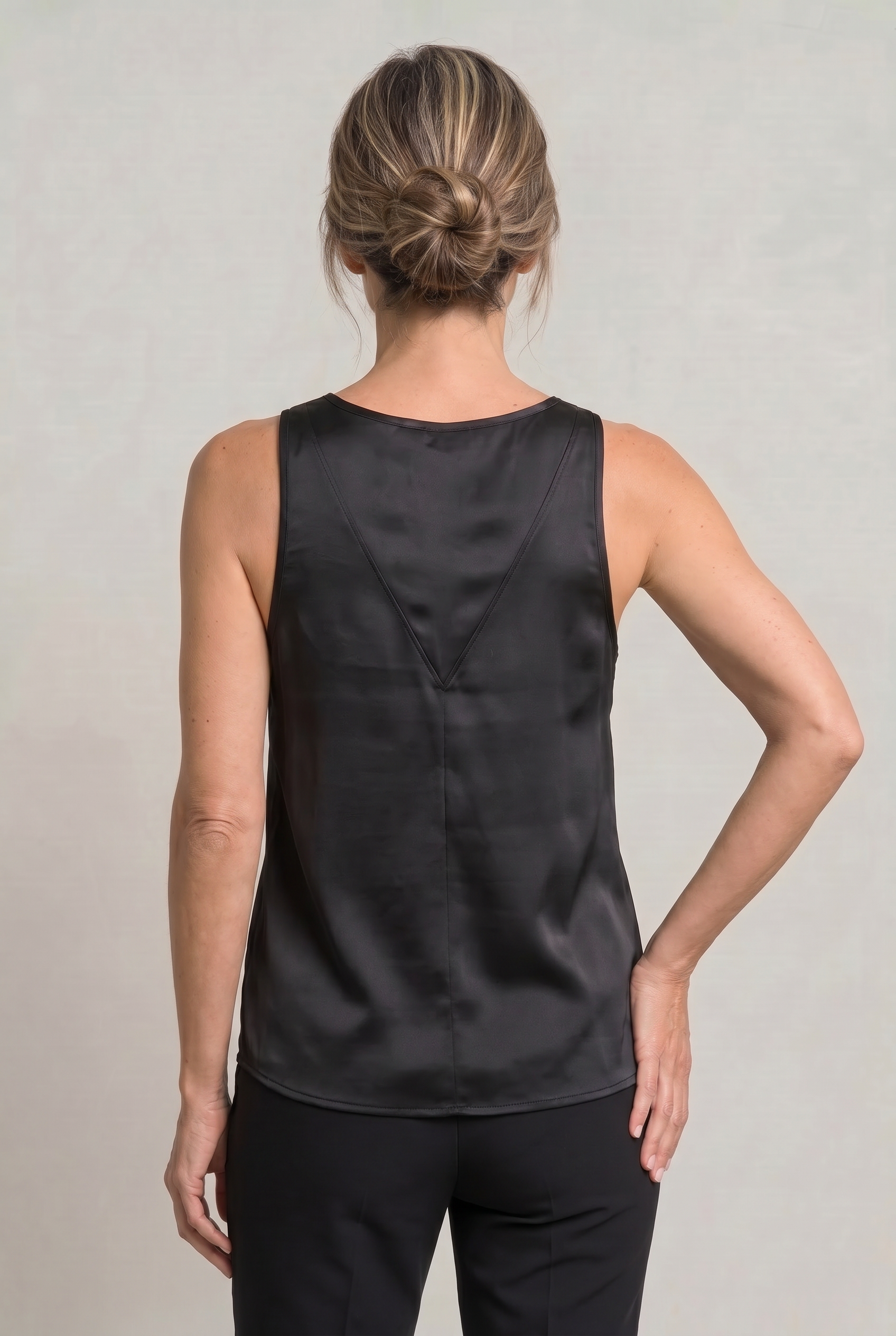 Women's Deep V-Neck Satin Tank Top