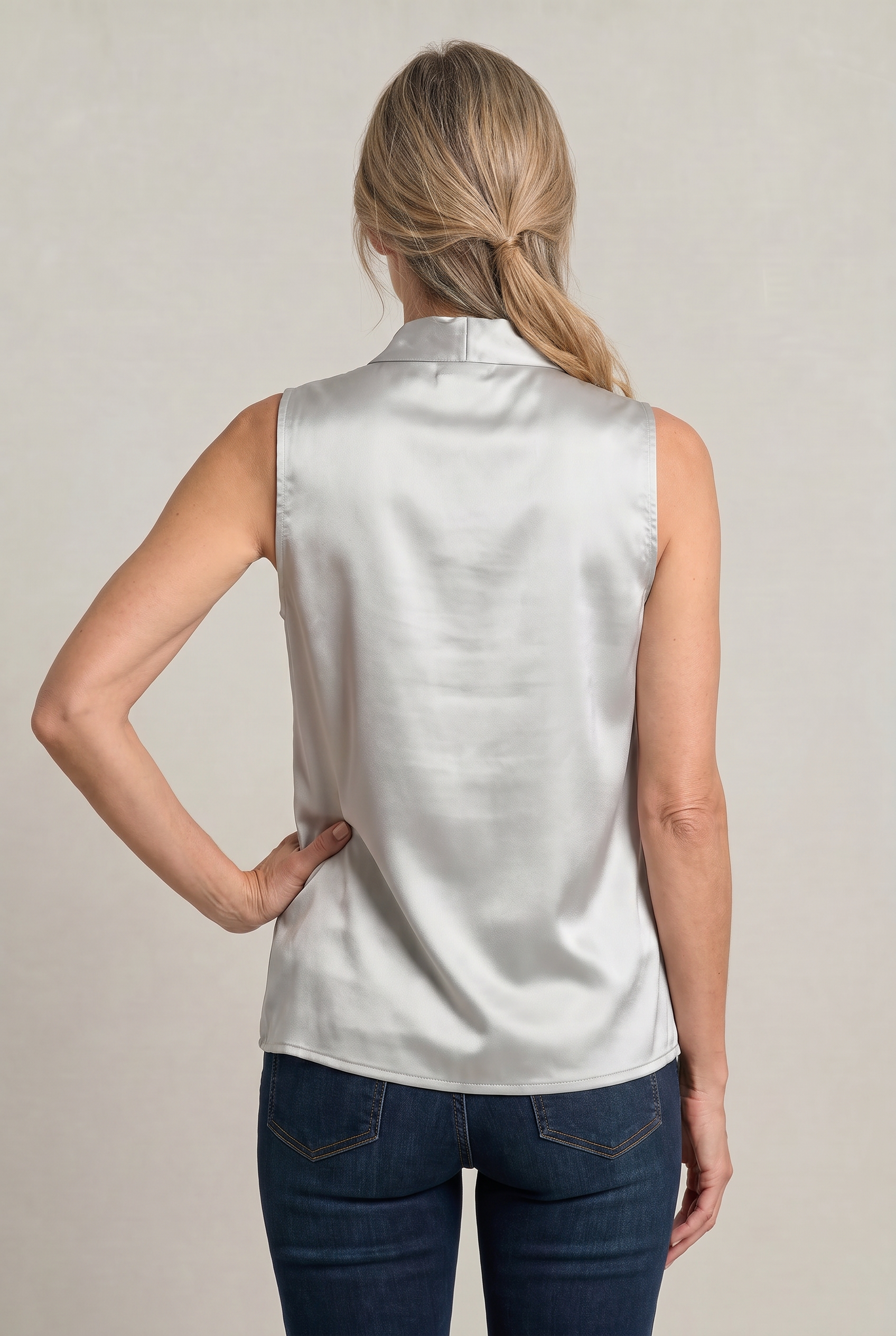 Women's Cowl Neck Sleeveless Cami Top - Draped Front