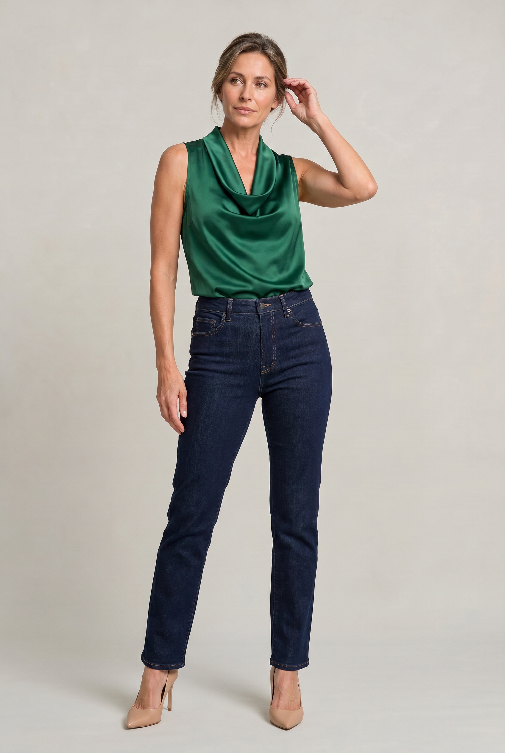 Women's Cowl Neck Sleeveless Cami Top - Draped Front