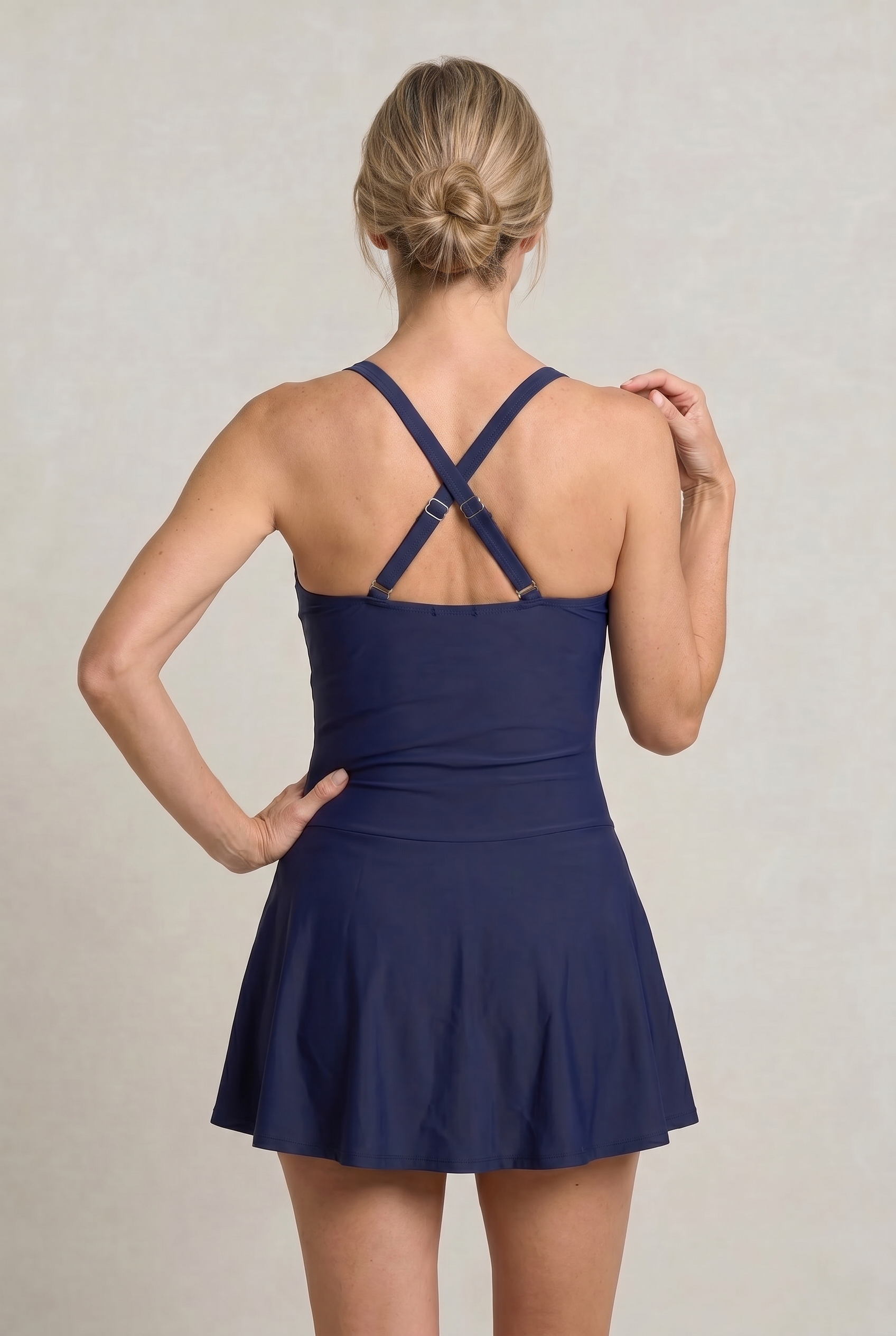Women’s One-Piece Swimsuit with Sweetheart Neckline and Skirt