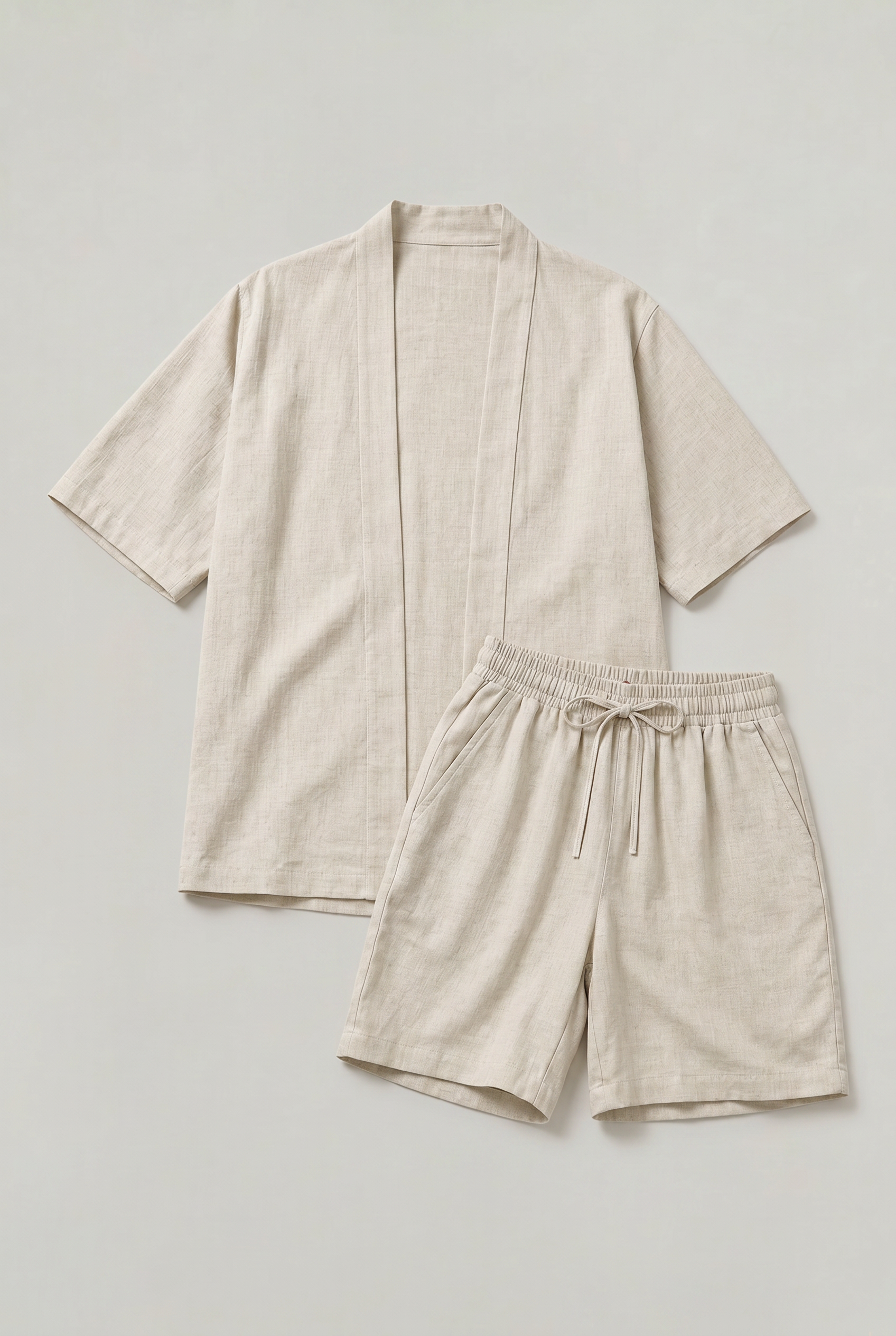 Women's Linen Cardigan and Shorts Two Piece Set
