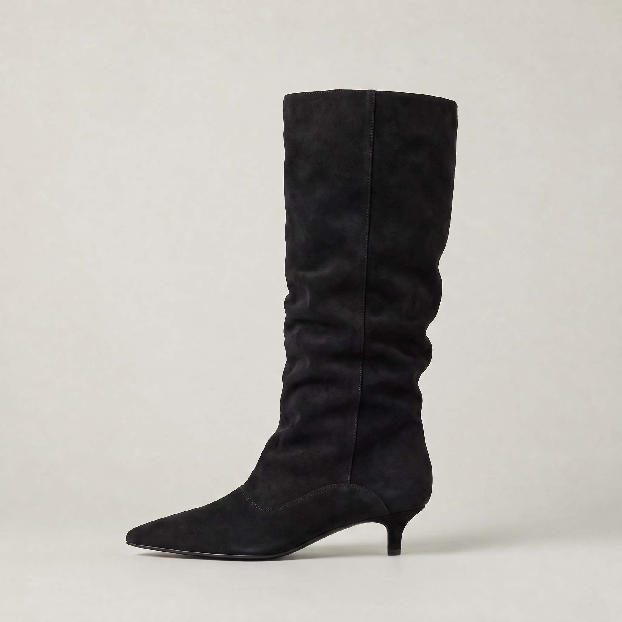Women’s Suede Knee-High Slouch Boots - Pull-On Style