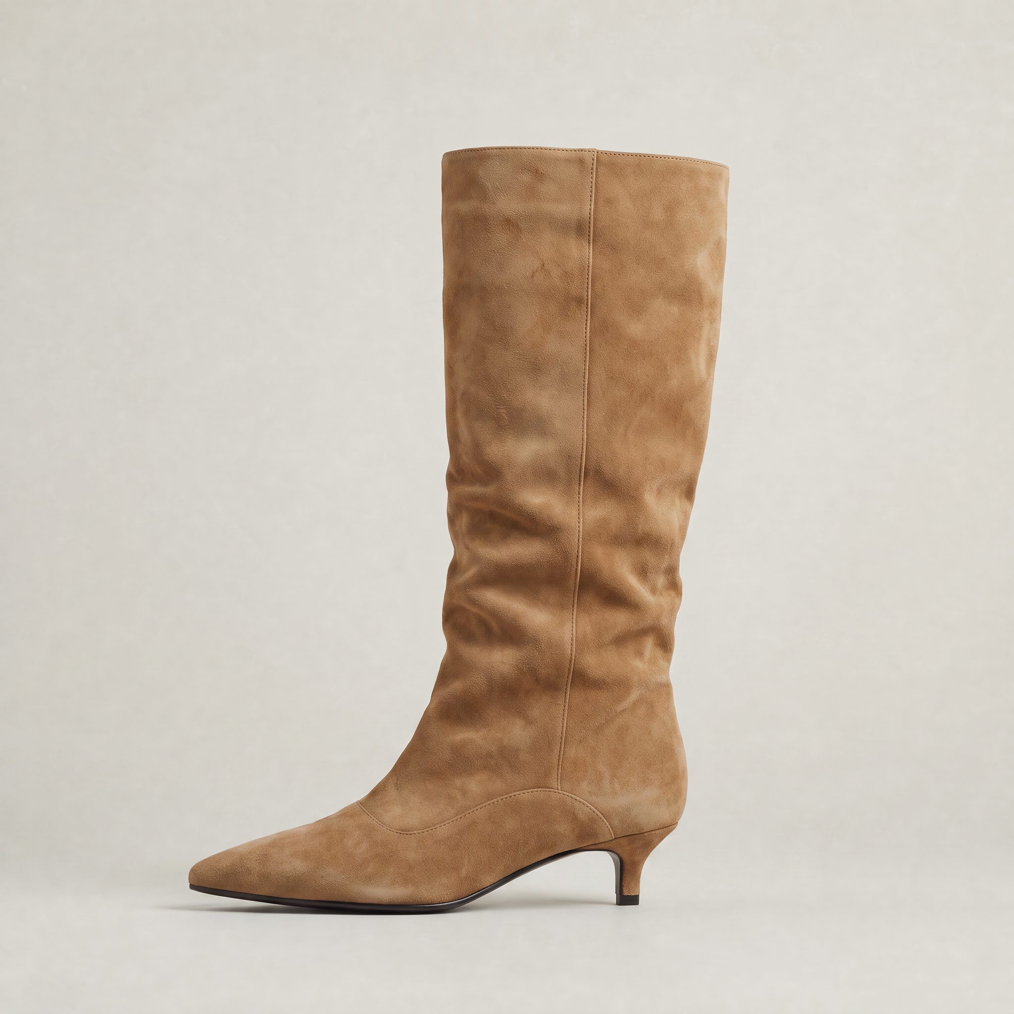 Women’s Suede Knee-High Slouch Boots - Pull-On Style