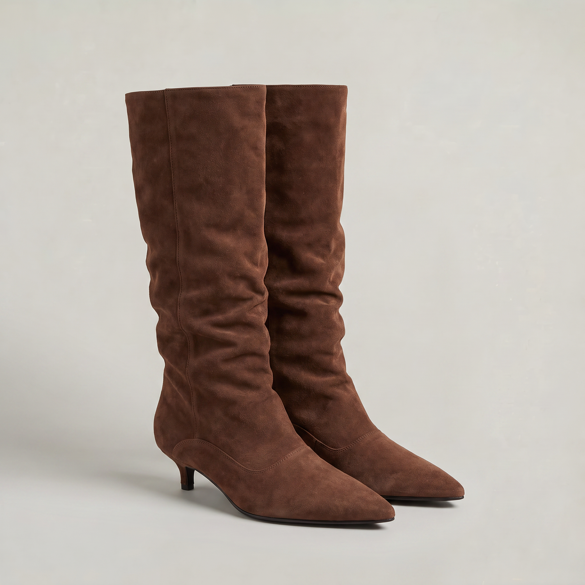 Women’s Suede Knee-High Slouch Boots - Pull-On Style