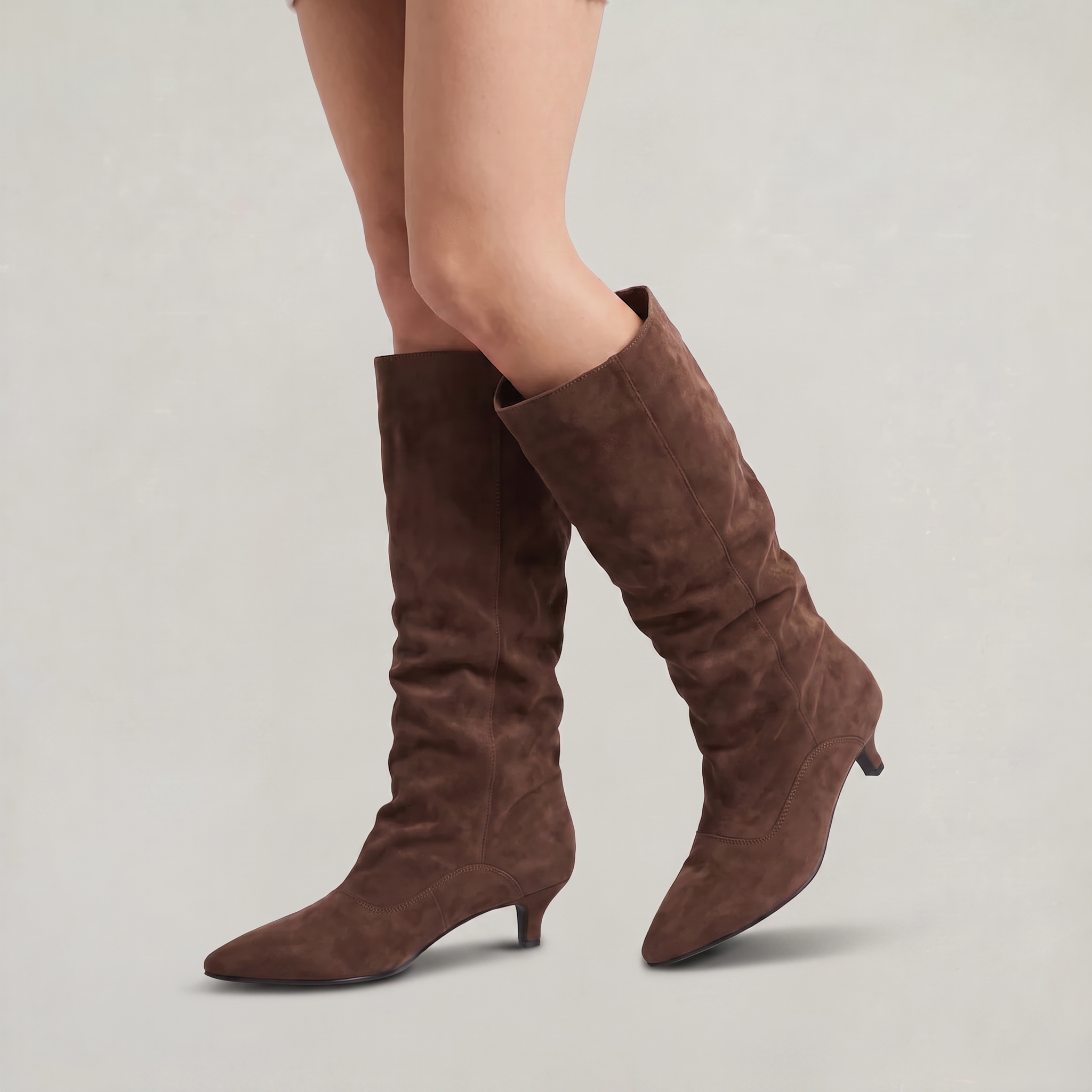 Women’s Suede Knee-High Slouch Boots - Pull-On Style
