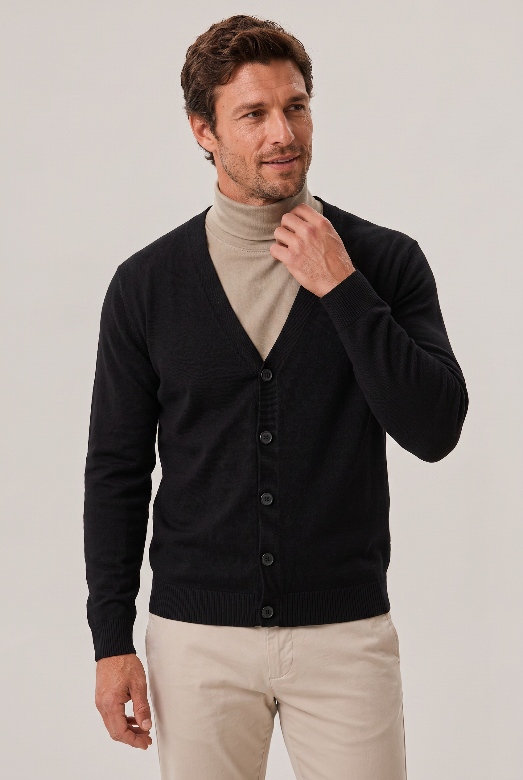 Men’s V-Neck Button-Front Cardigan - Knit Jumper