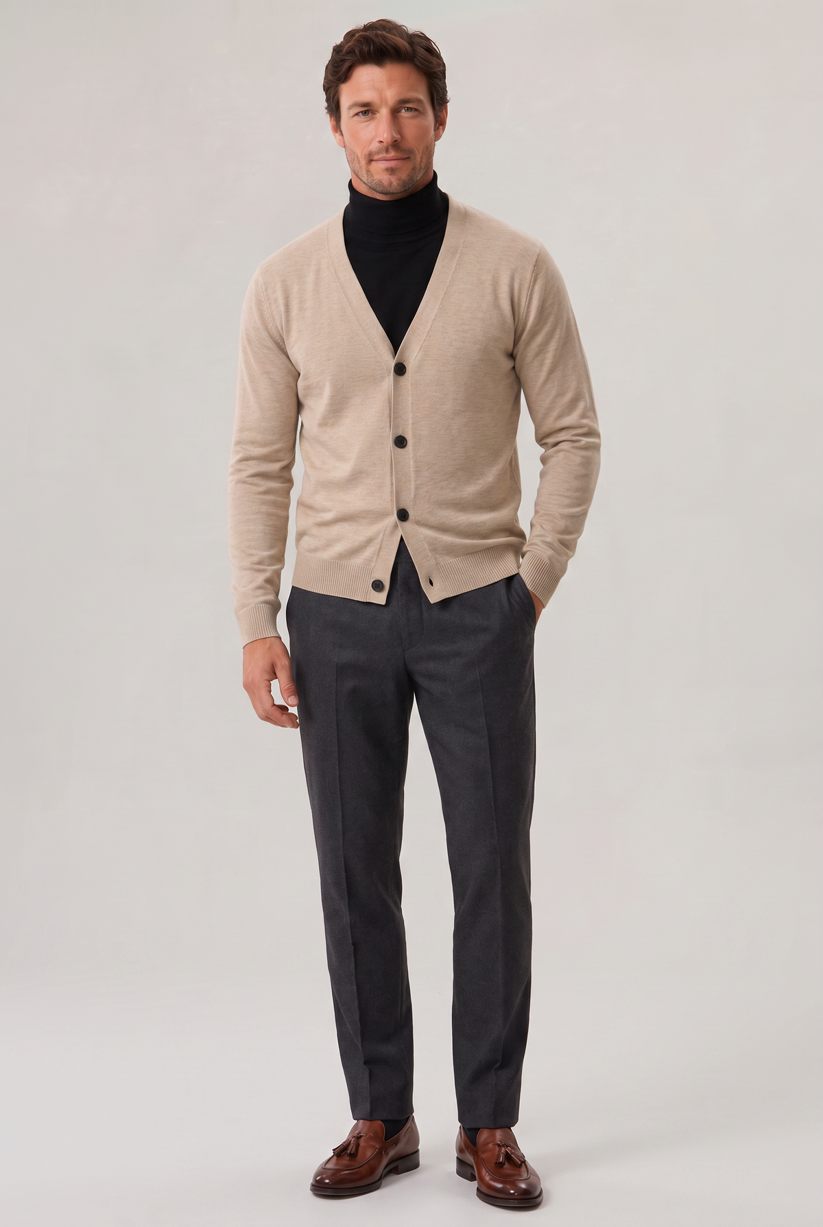 Men’s V-Neck Button-Front Cardigan - Knit Jumper