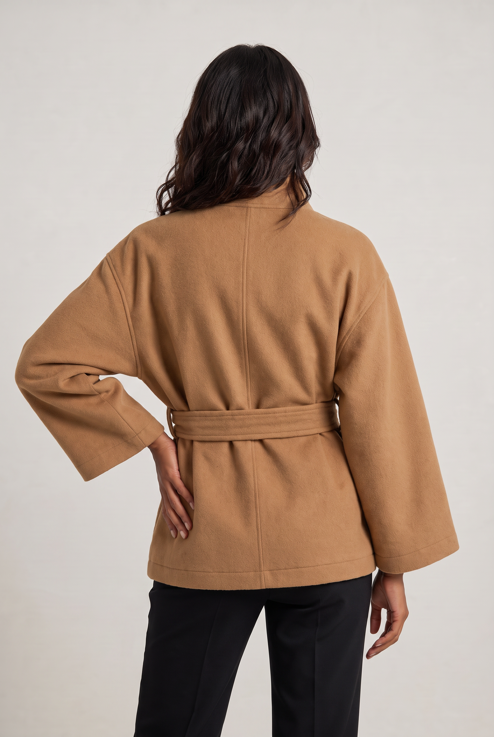Women’s Belted Cape Jacket - Stand Collar Coat