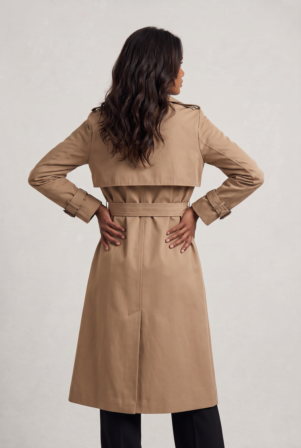Women's Double-Breasted Belted Longline Trench Coat