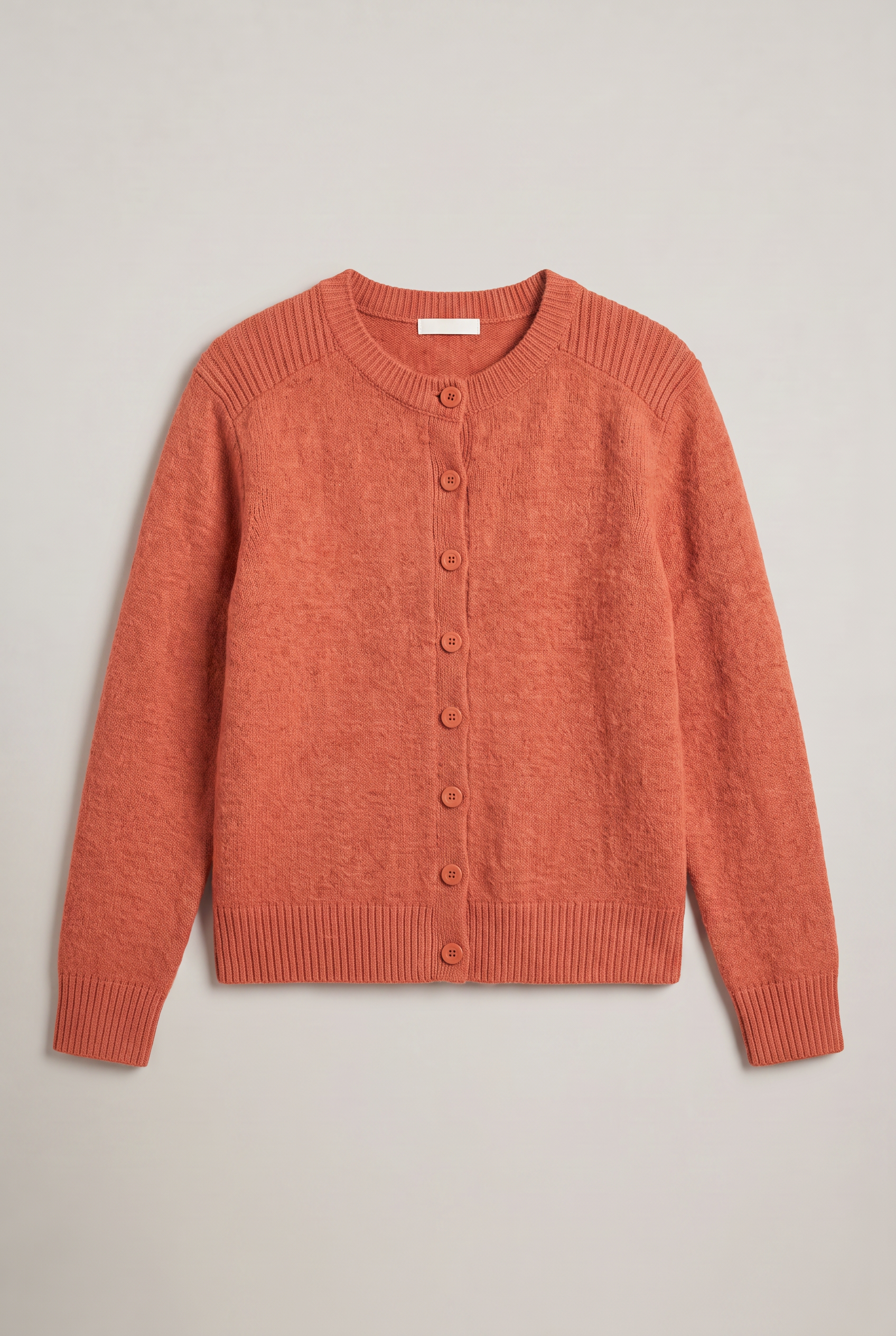Women's Cropped Button Cardigan – Crew Neck Knitted Long Sleeve Jumper