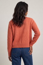 Women's Cropped Button Cardigan – Crew Neck Knitted Long Sleeve Jumper