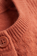 Women's Cropped Button Cardigan – Crew Neck Knitted Long Sleeve Jumper