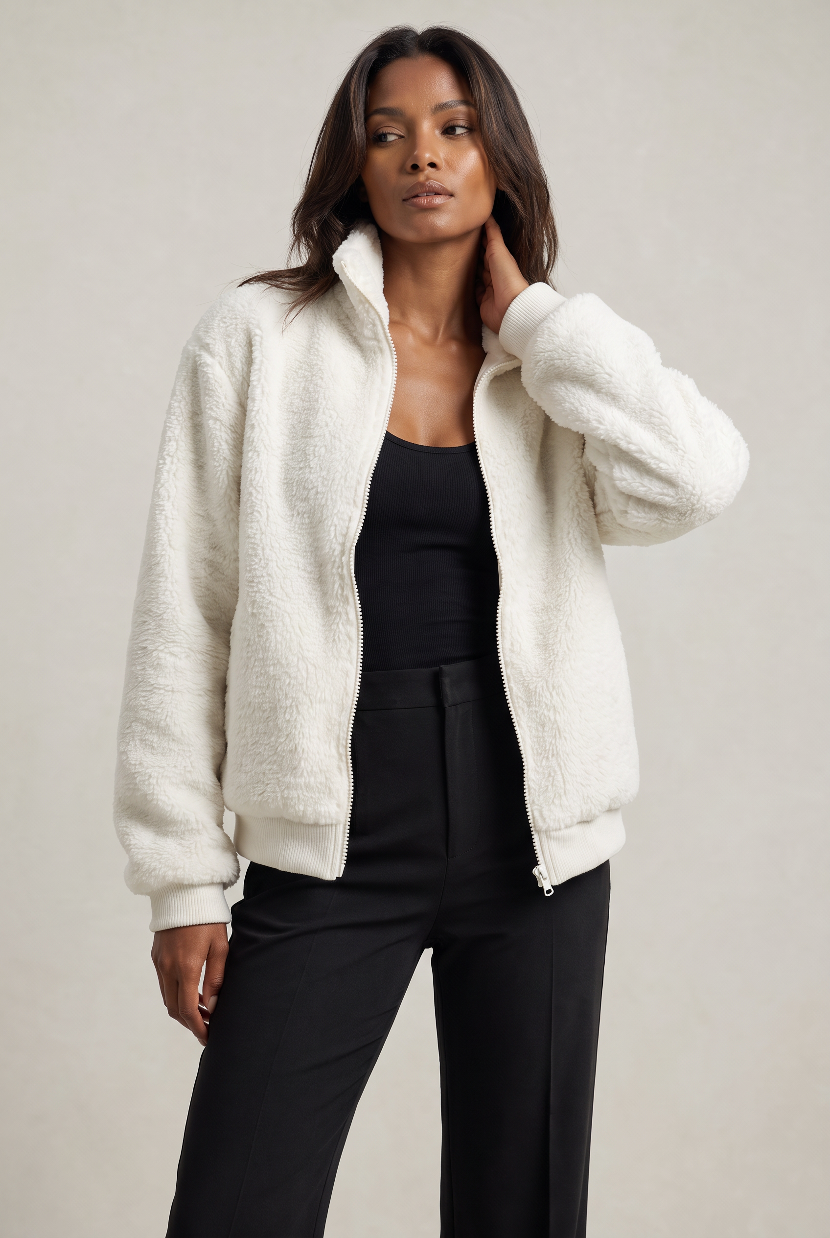 Women's Teddy Fleece Jacket – Zip-Up Borg Coat