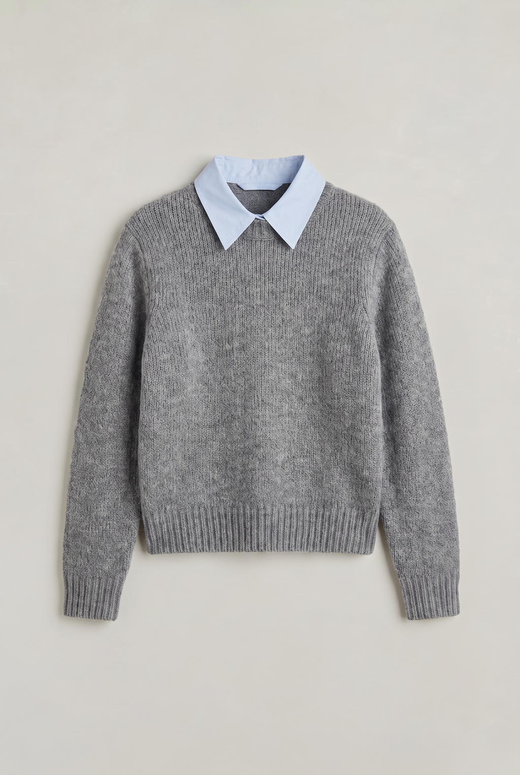 Women's 2-in-1 Collared Jumper – Knitted Shirt Layer Sweater