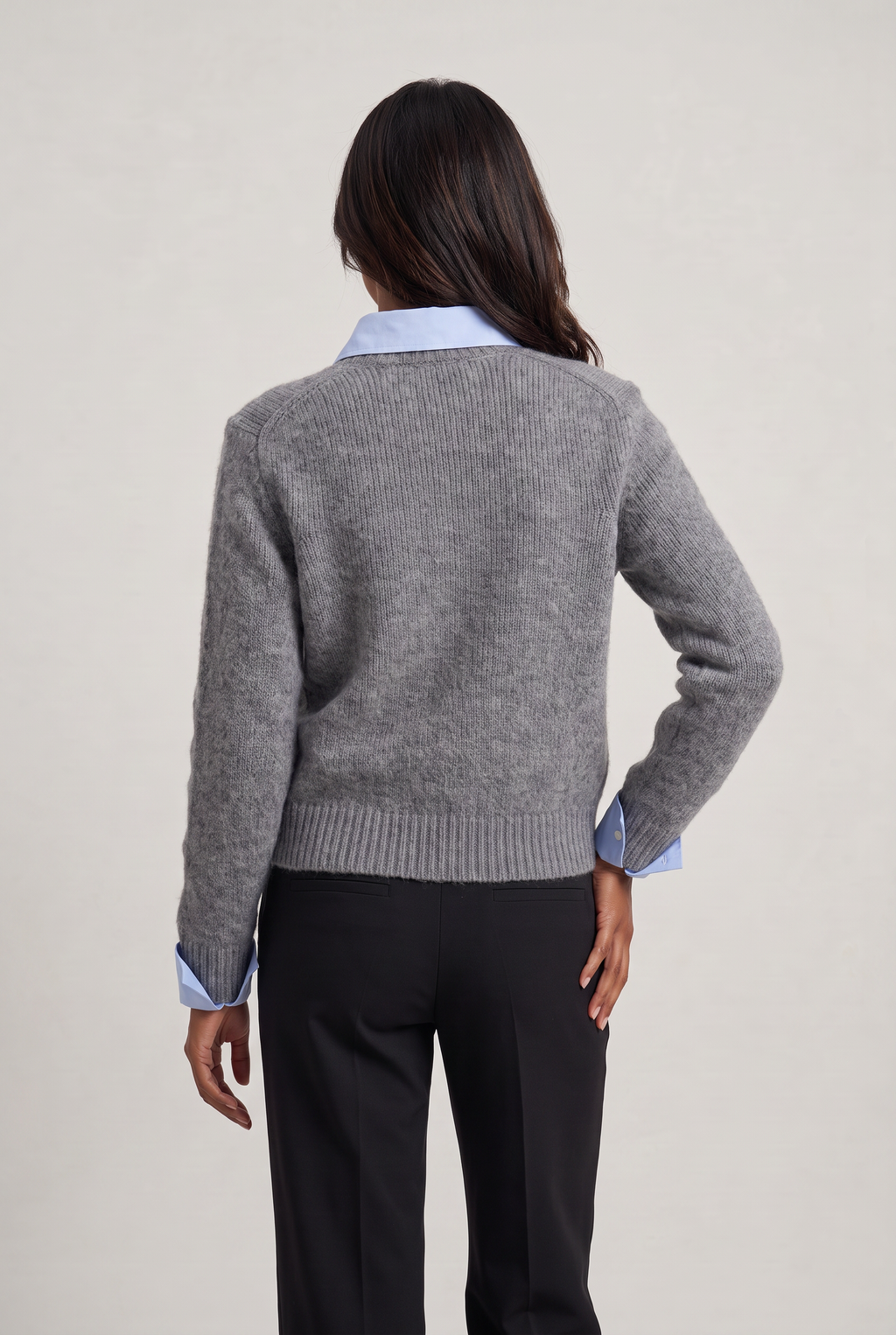 Women's 2-in-1 Collared Jumper – Knitted Shirt Layer Sweater