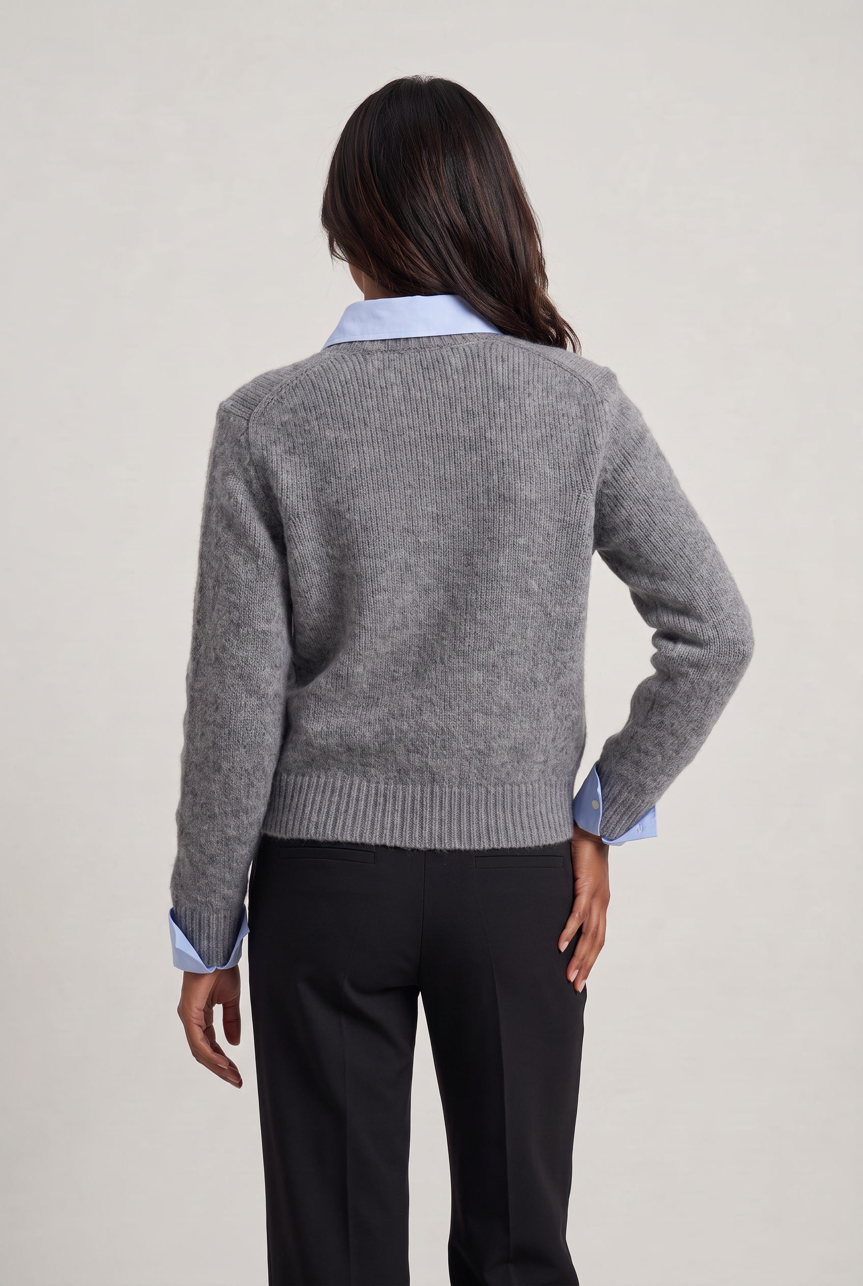 Women's 2-in-1 Collared Jumper – Knitted Shirt Layer Sweater
