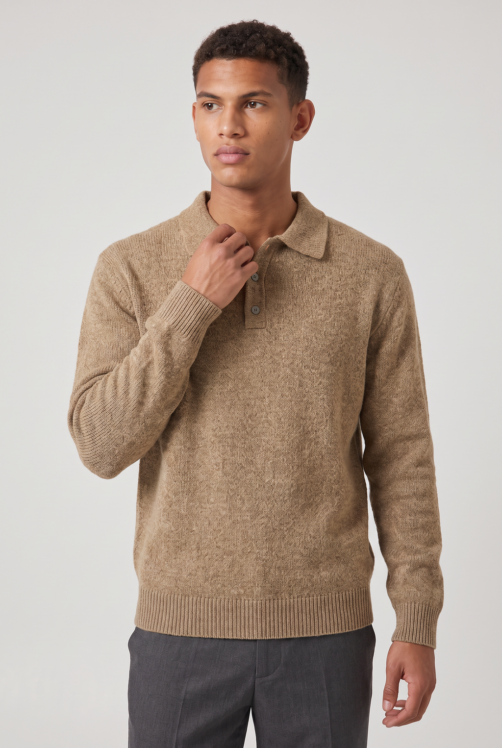 Men's Knitted Polo Jumper – Collared Long Sleeve Sweater