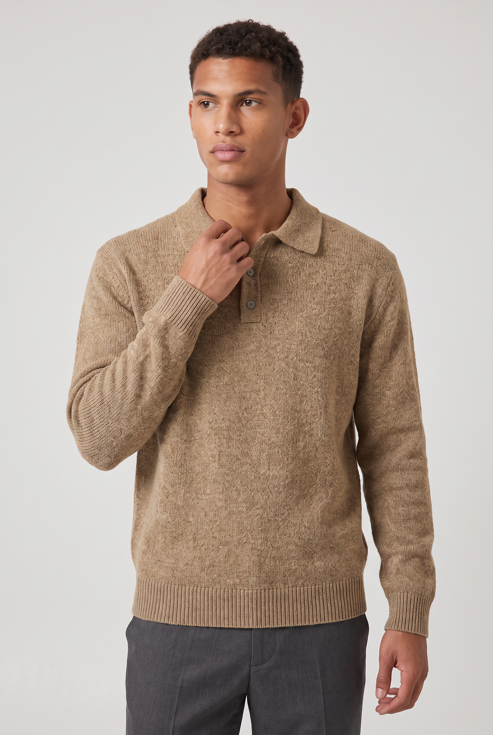 Men's Knitted Polo Jumper – Collared Long Sleeve Sweater