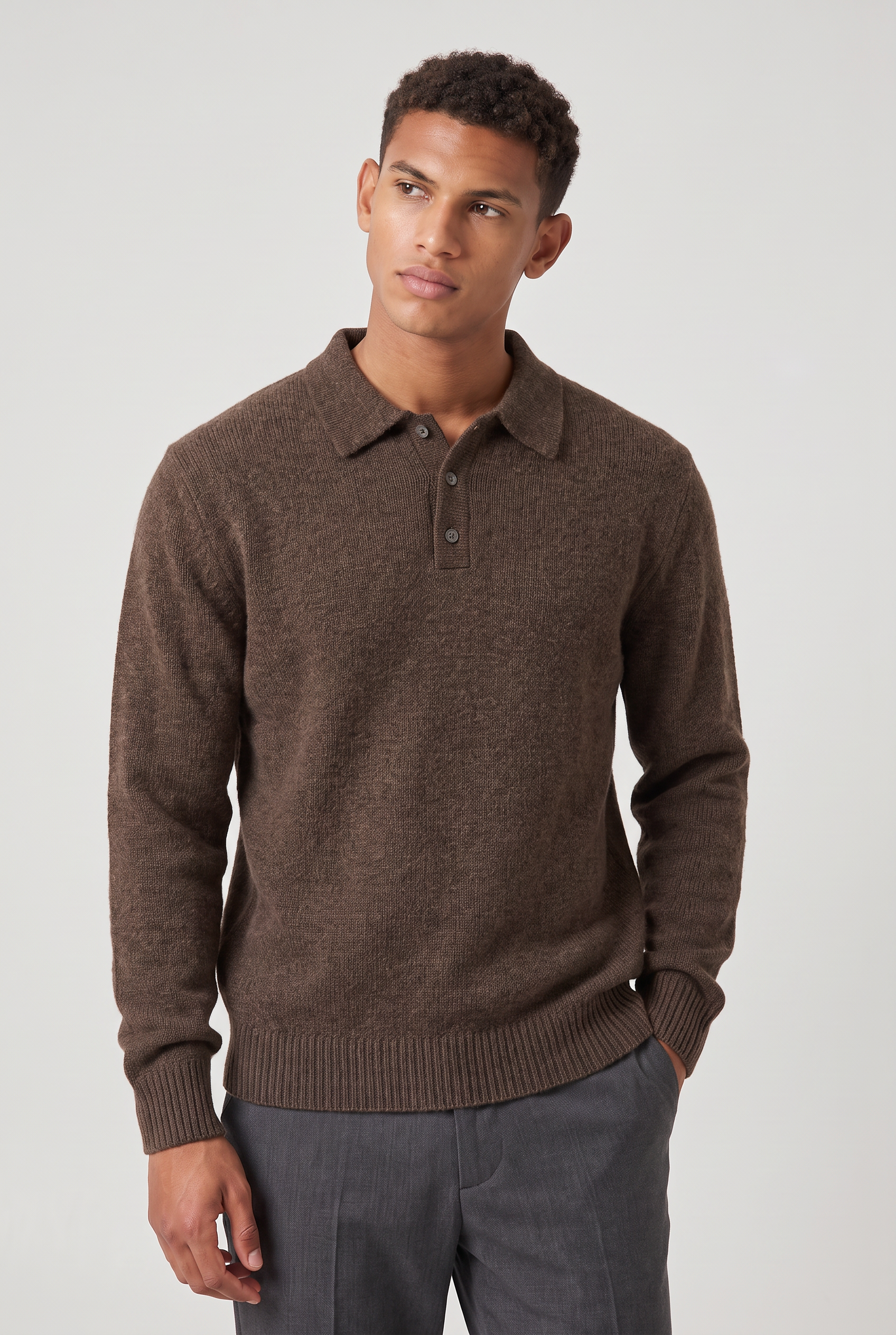 Men's Knitted Polo Jumper – Collared Long Sleeve Sweater