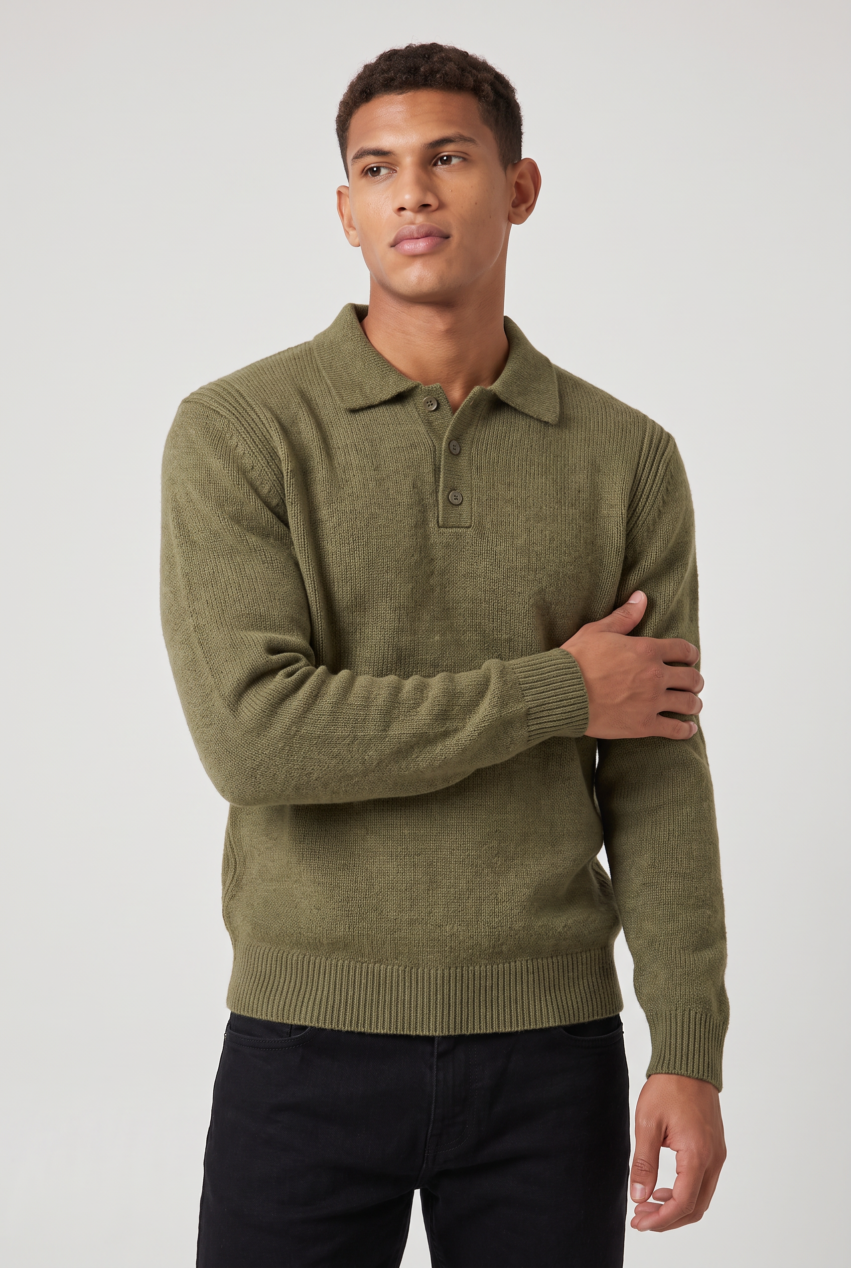 Men's Knitted Polo Jumper – Collared Long Sleeve Sweater