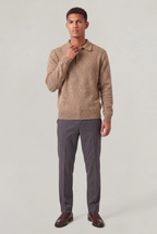 Men's Knitted Polo Jumper – Collared Long Sleeve Sweater