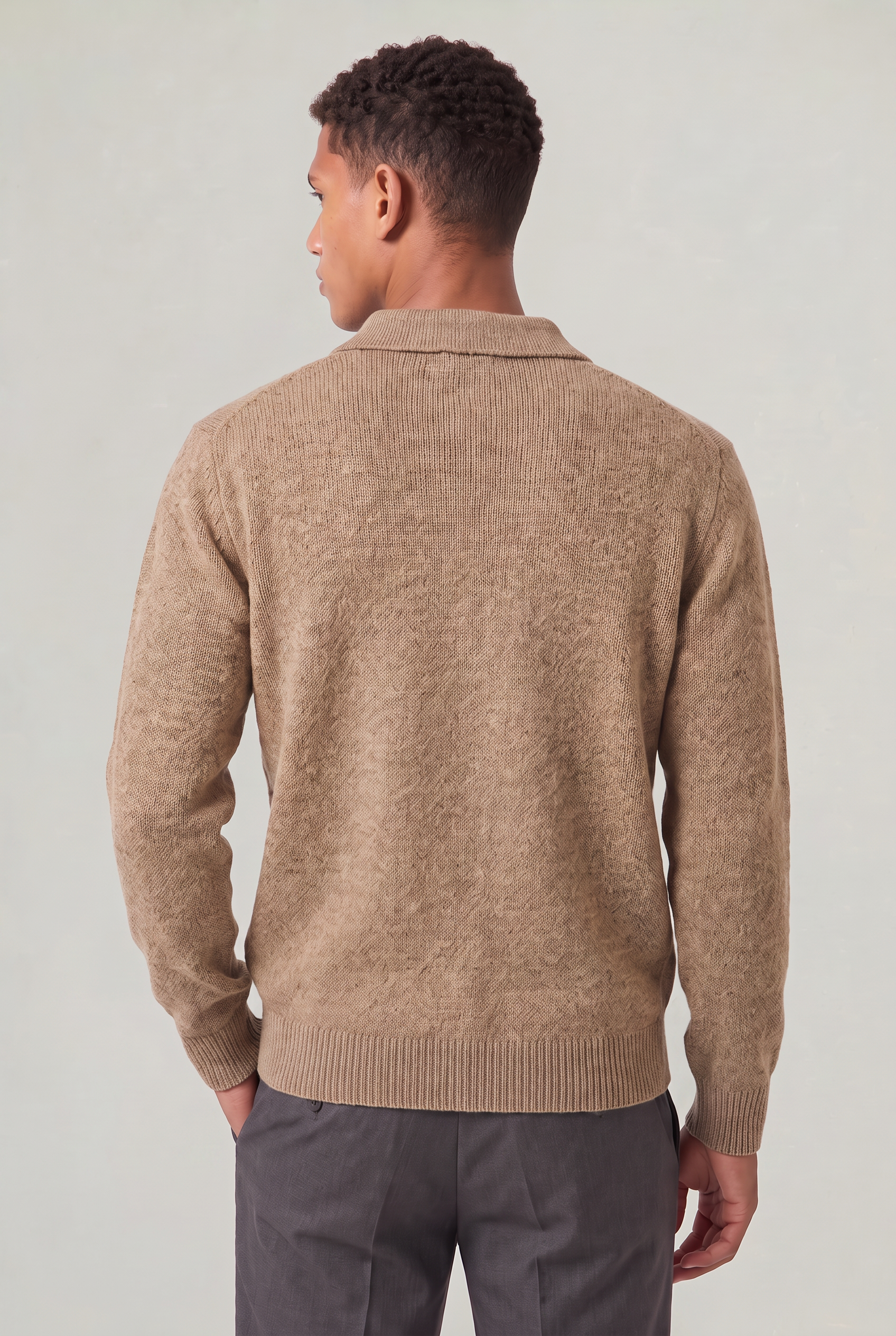 Men's Knitted Polo Jumper – Collared Long Sleeve Sweater