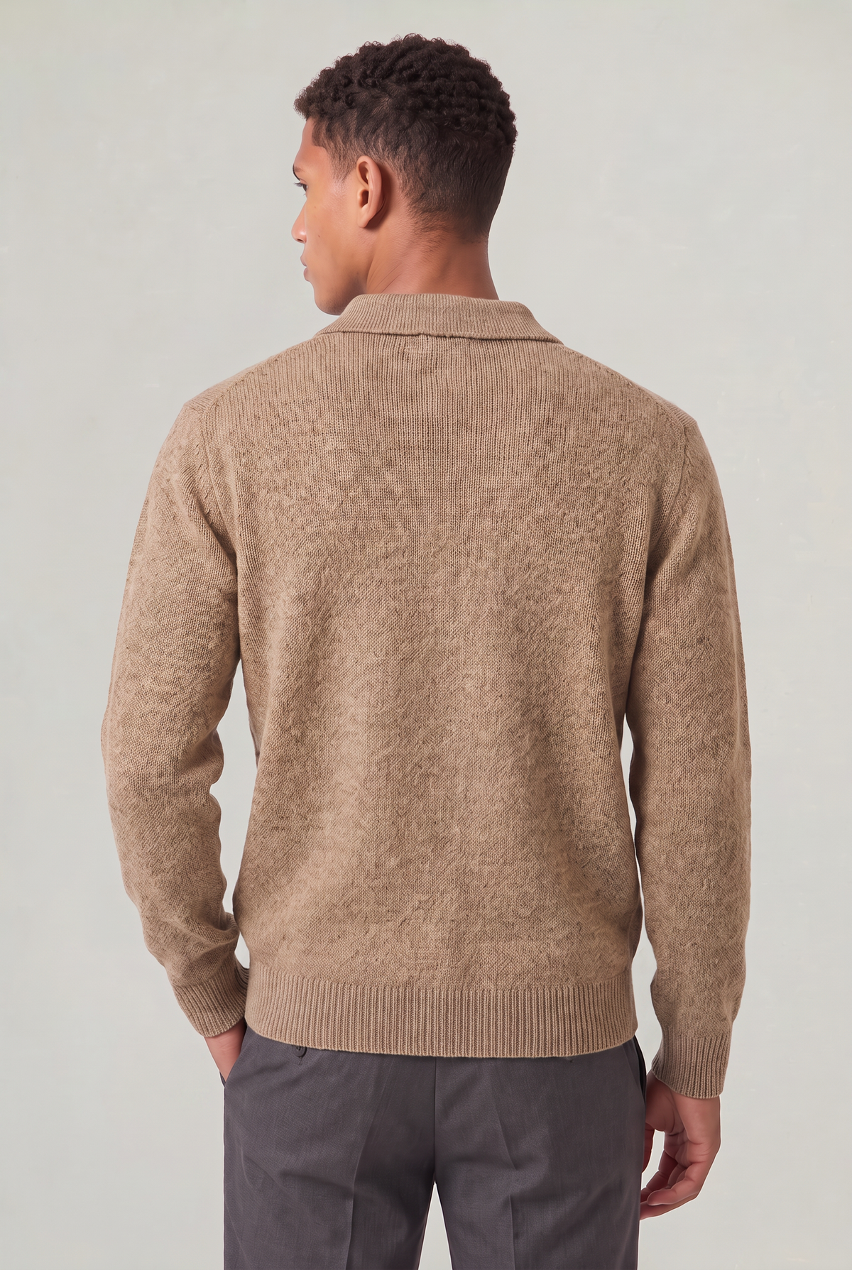 Men's Knitted Polo Jumper – Collared Long Sleeve Sweater
