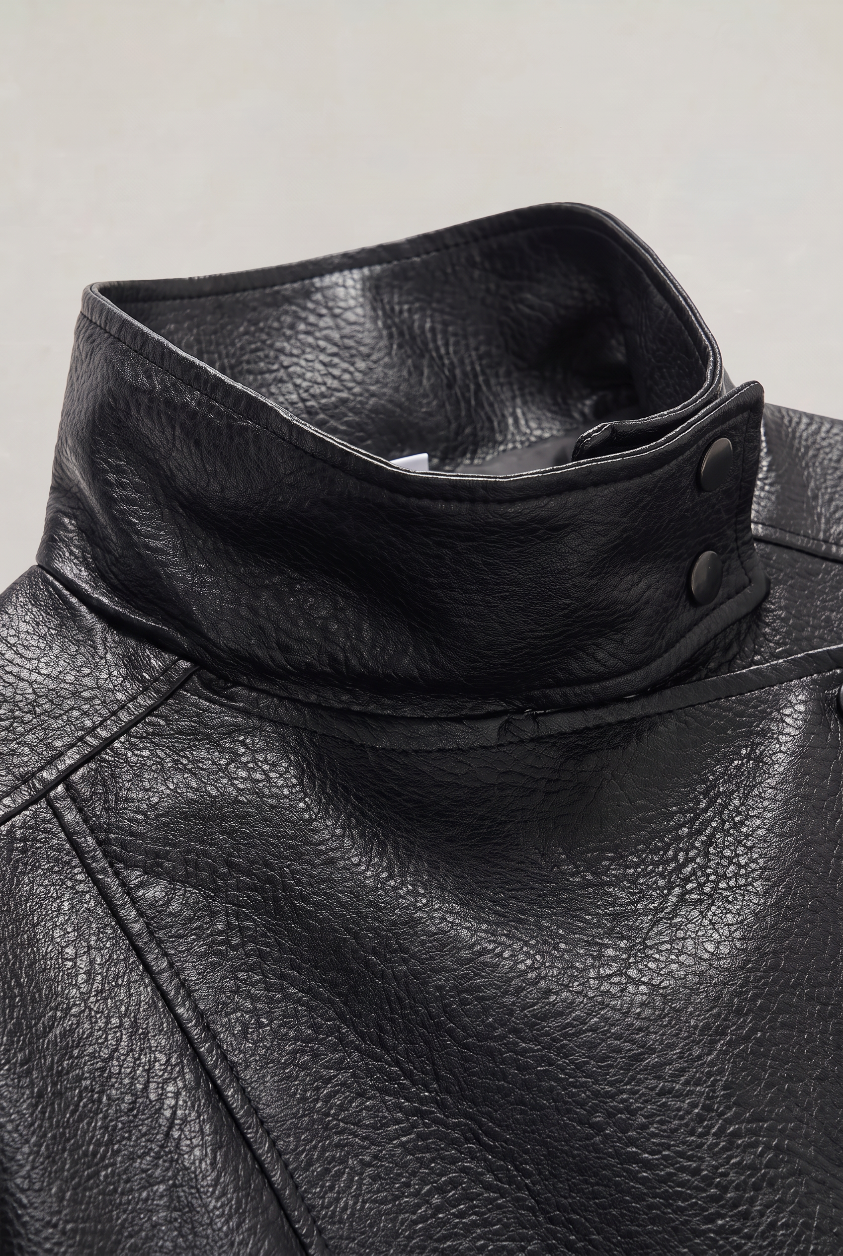 Women's Oversized Faux Leather Biker Jacket – High Neck Zip-Up Jacket