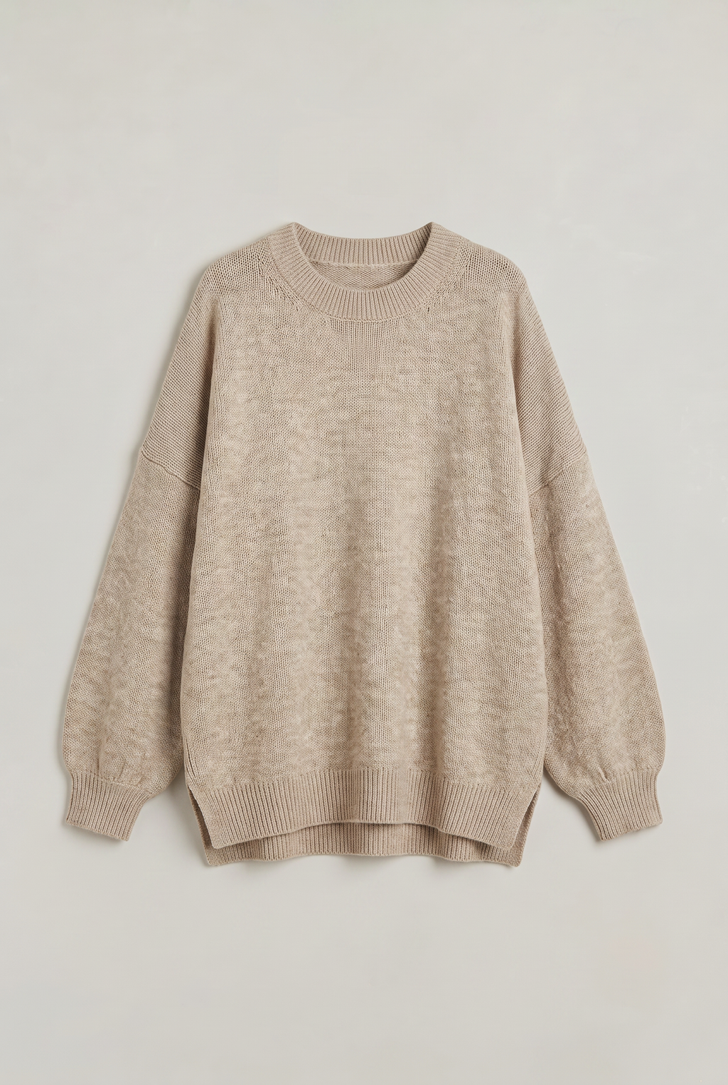 Women's Oversized Knitted Jumper – Crew Neck Drop Shoulder Sweater
