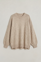 Women's Oversized Knitted Jumper – Crew Neck Drop Shoulder Sweater