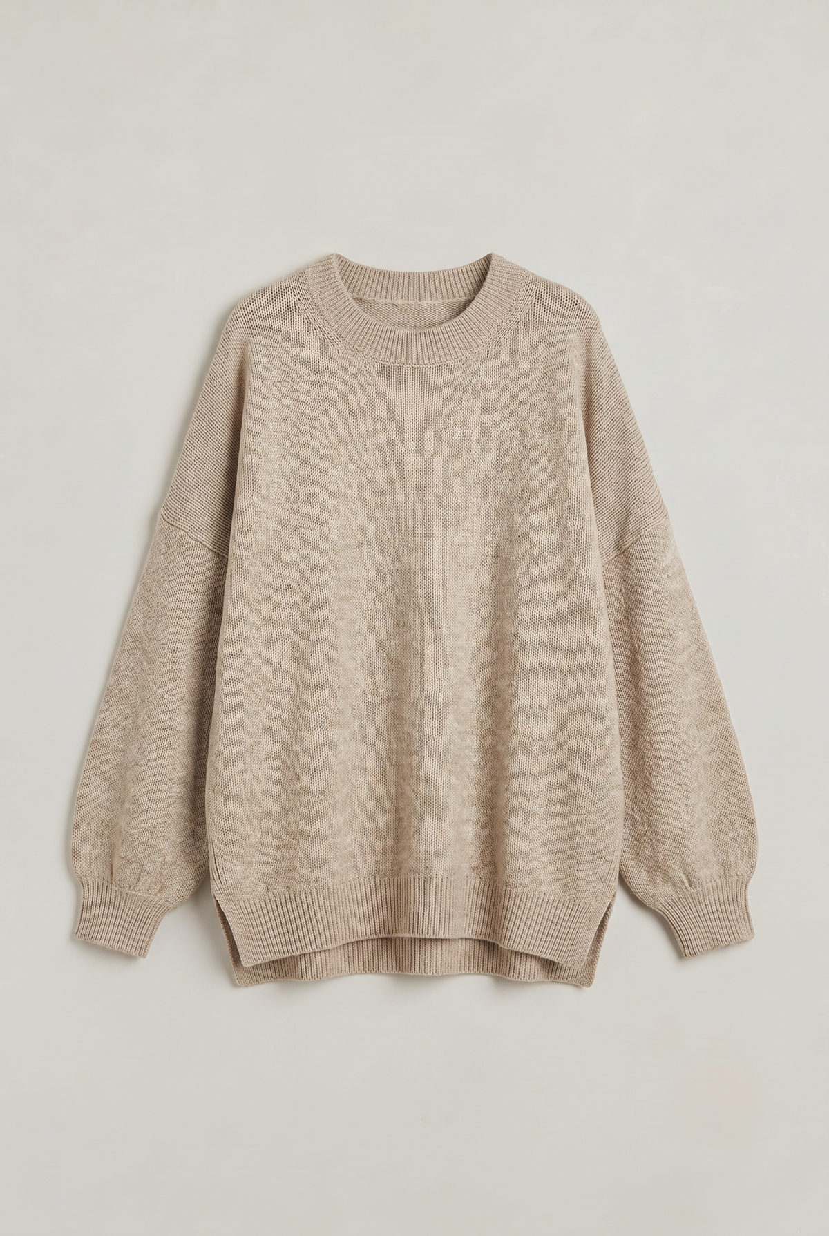 Women's Oversized Knitted Jumper – Crew Neck Drop Shoulder Sweater