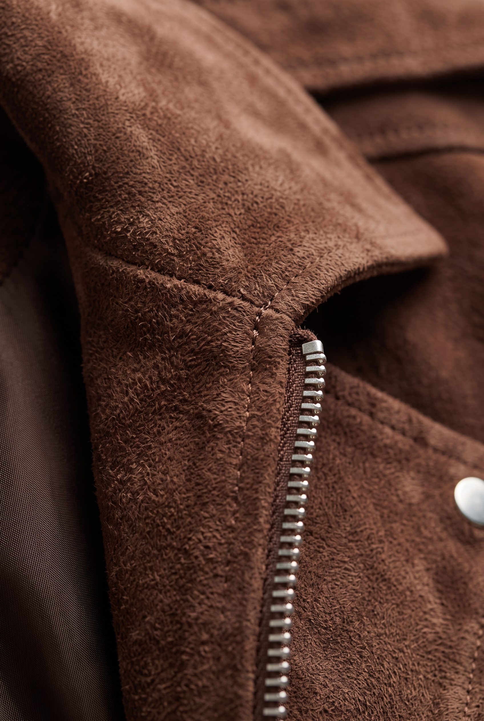 Women's Suede Look Jacket - Oversized Aviator Zip Up