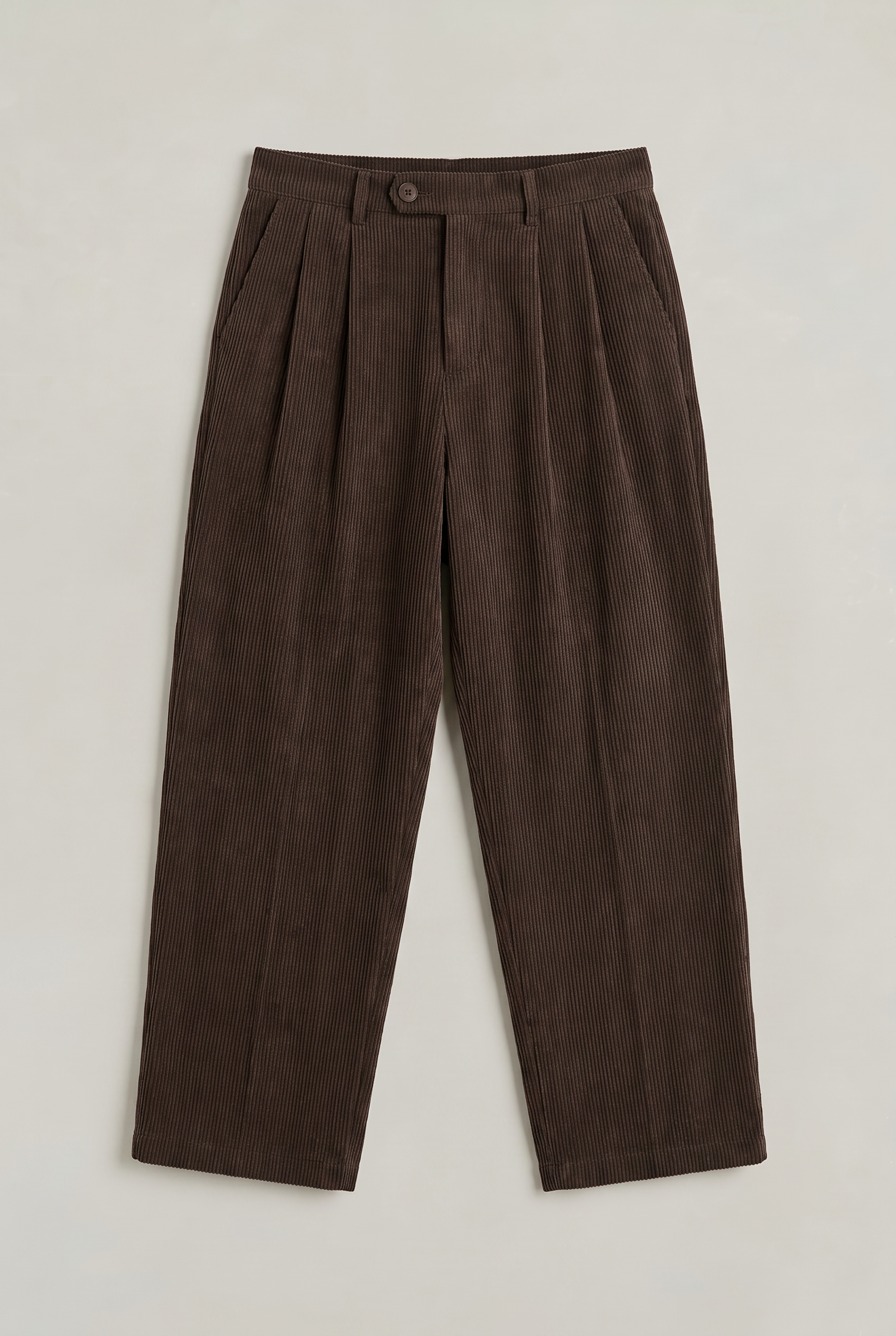 Men's Corduroy Trousers - Wide Leg Pleated Cord Trousers