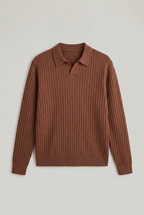 Men’s Cotton Ribbed Long Sleeve Polo