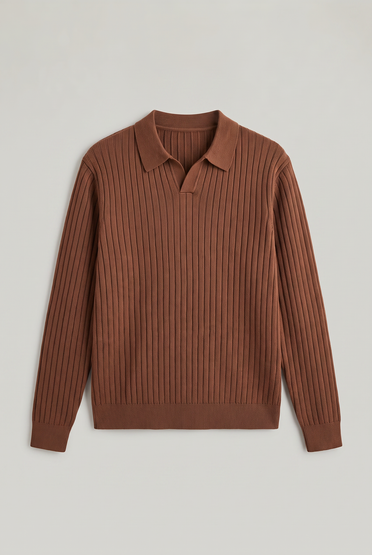 Men’s Cotton Ribbed Long Sleeve Polo