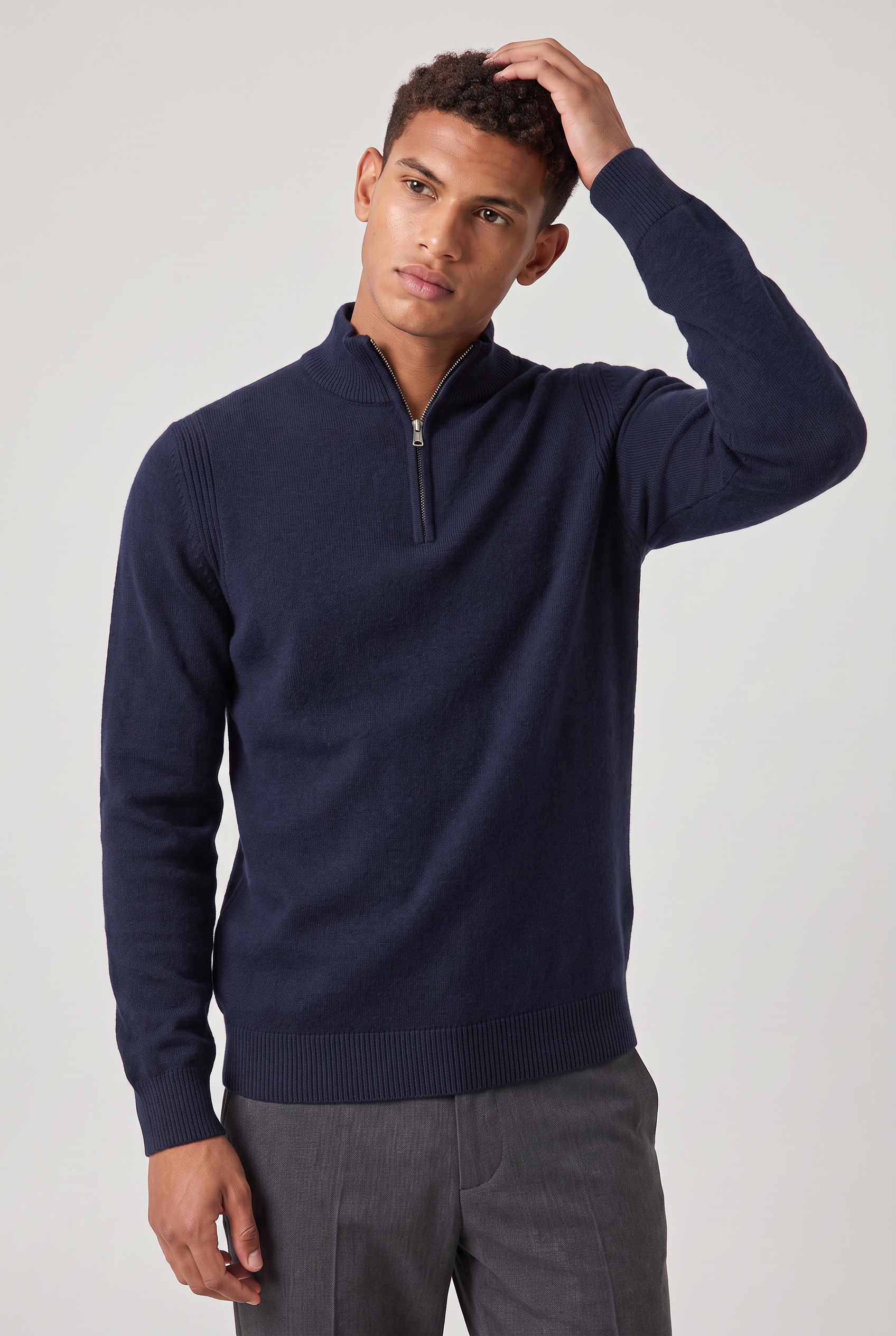 Men's Zip Up Funnel Neck Jumper