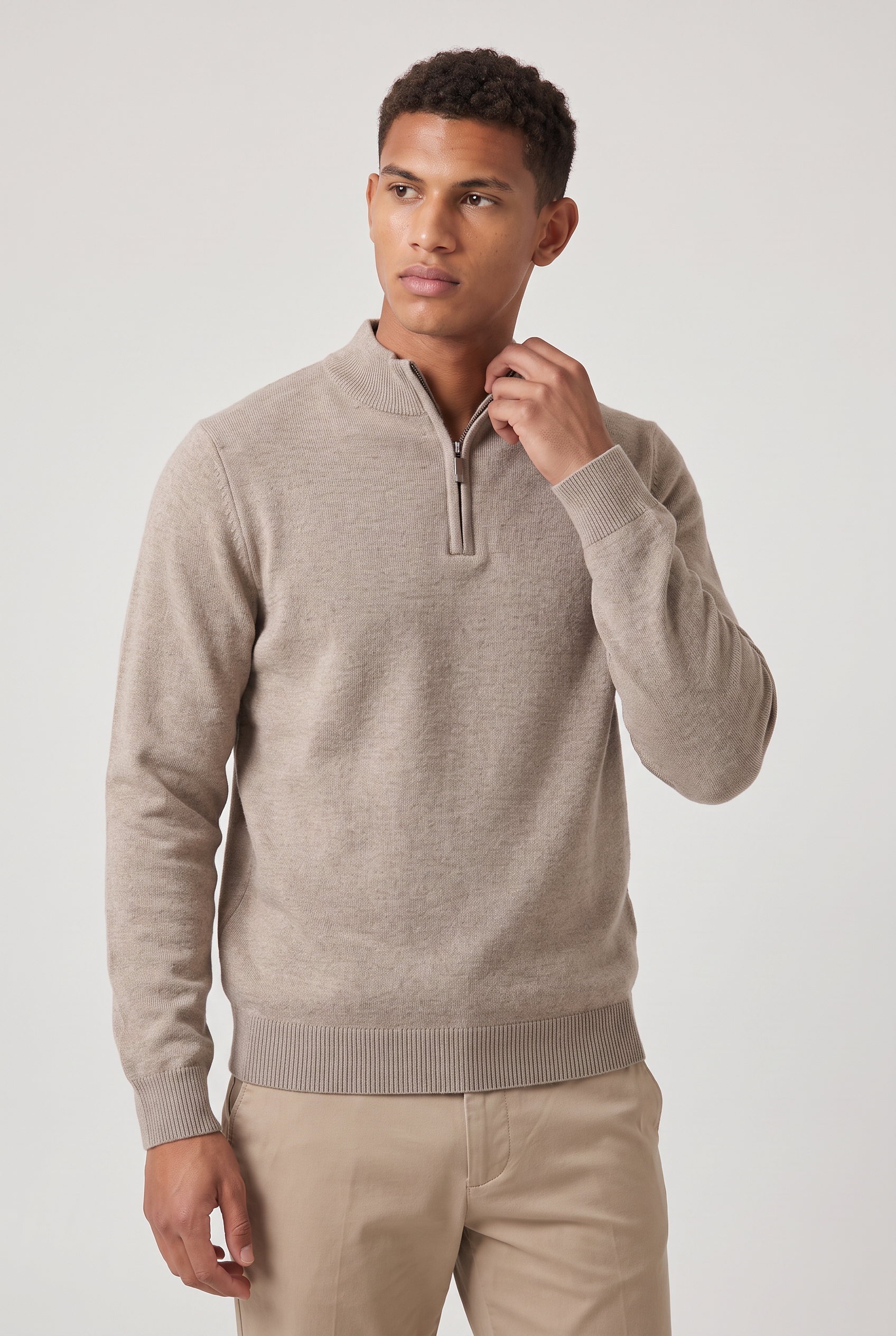 Men's Zip Up Funnel Neck Jumper