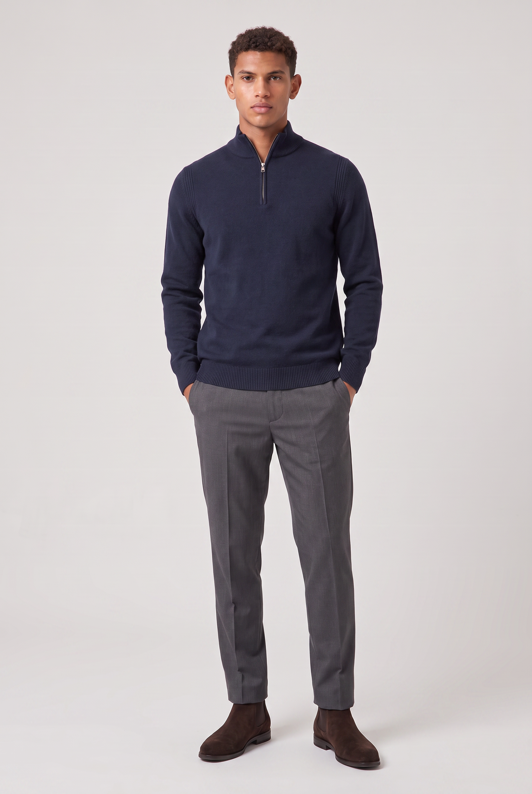 Men's Zip Up Funnel Neck Jumper
