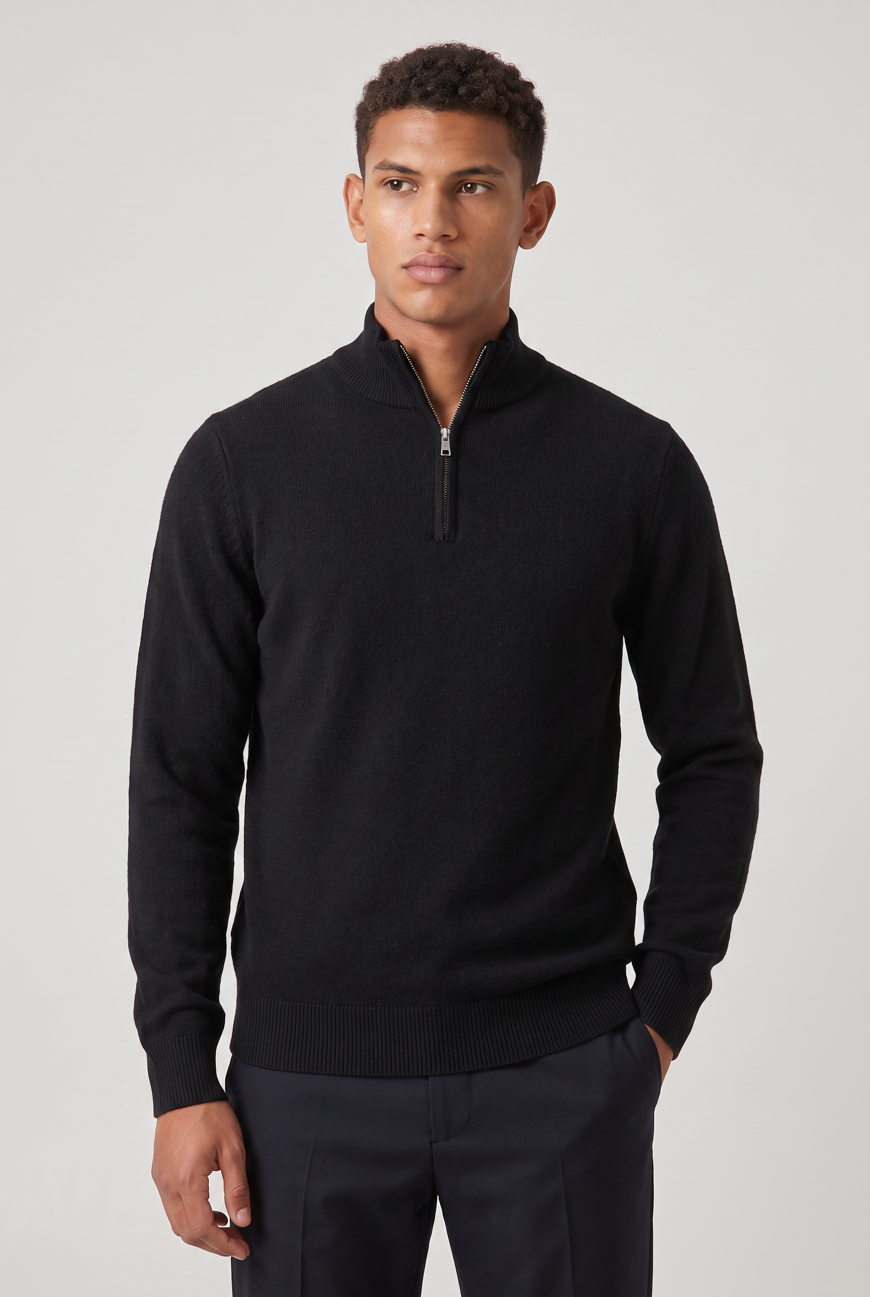 Men's Zip Up Funnel Neck Jumper
