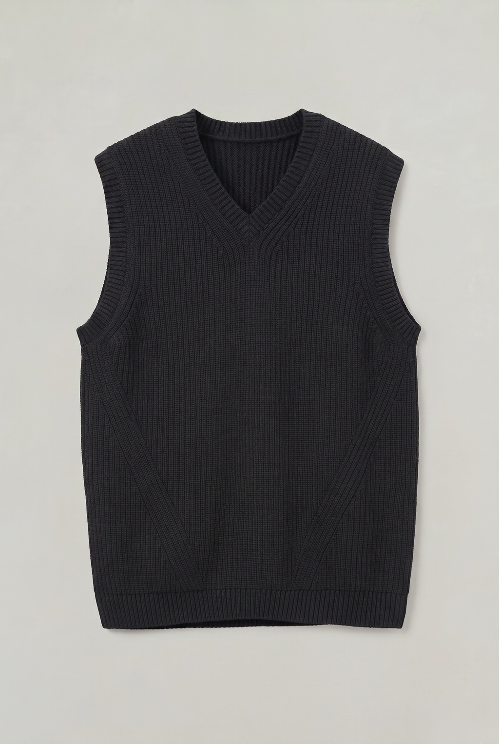Men's Sweater Vest - Ribbed Knit V Neck Sleeveless