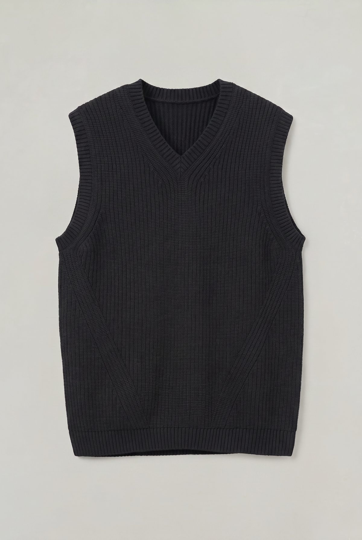 Men's Sweater Vest - Ribbed Knit V Neck Sleeveless