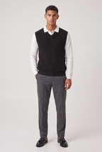 Men's Sweater Vest - Ribbed Knit V Neck Sleeveless