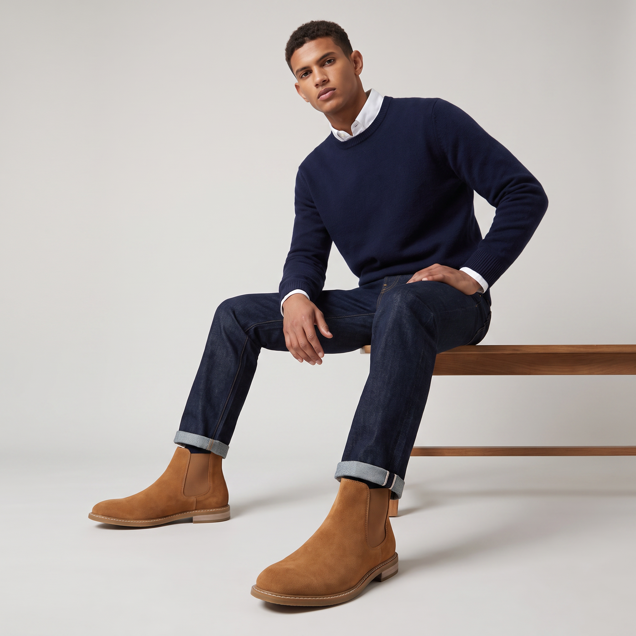 Men's Suede Look Chelsea Boots - Slip On Ankle Boots