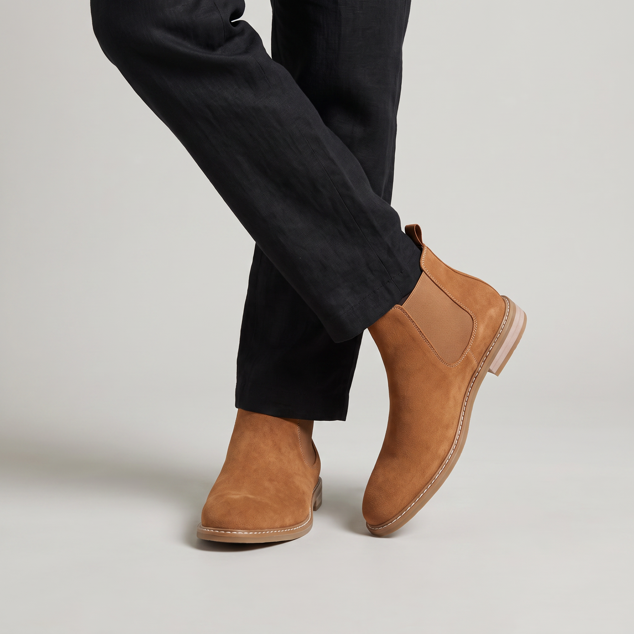 Men's Suede Look Chelsea Boots - Slip On Ankle Boots